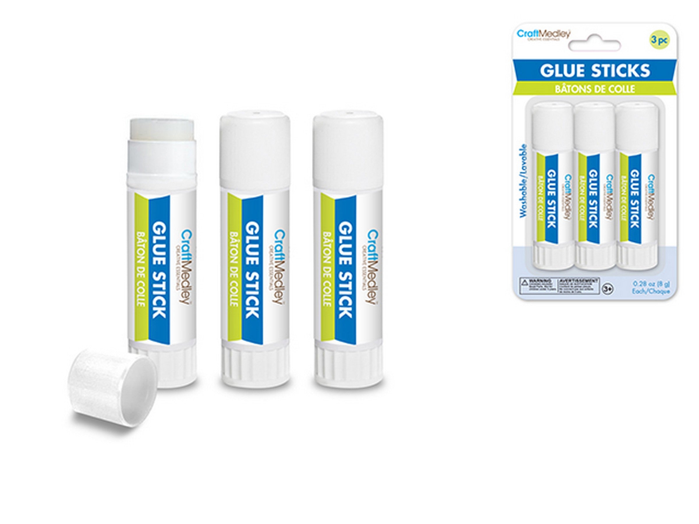 Craft Medley 3 Glue Sticks Acid Free and Washable 0.28oz each