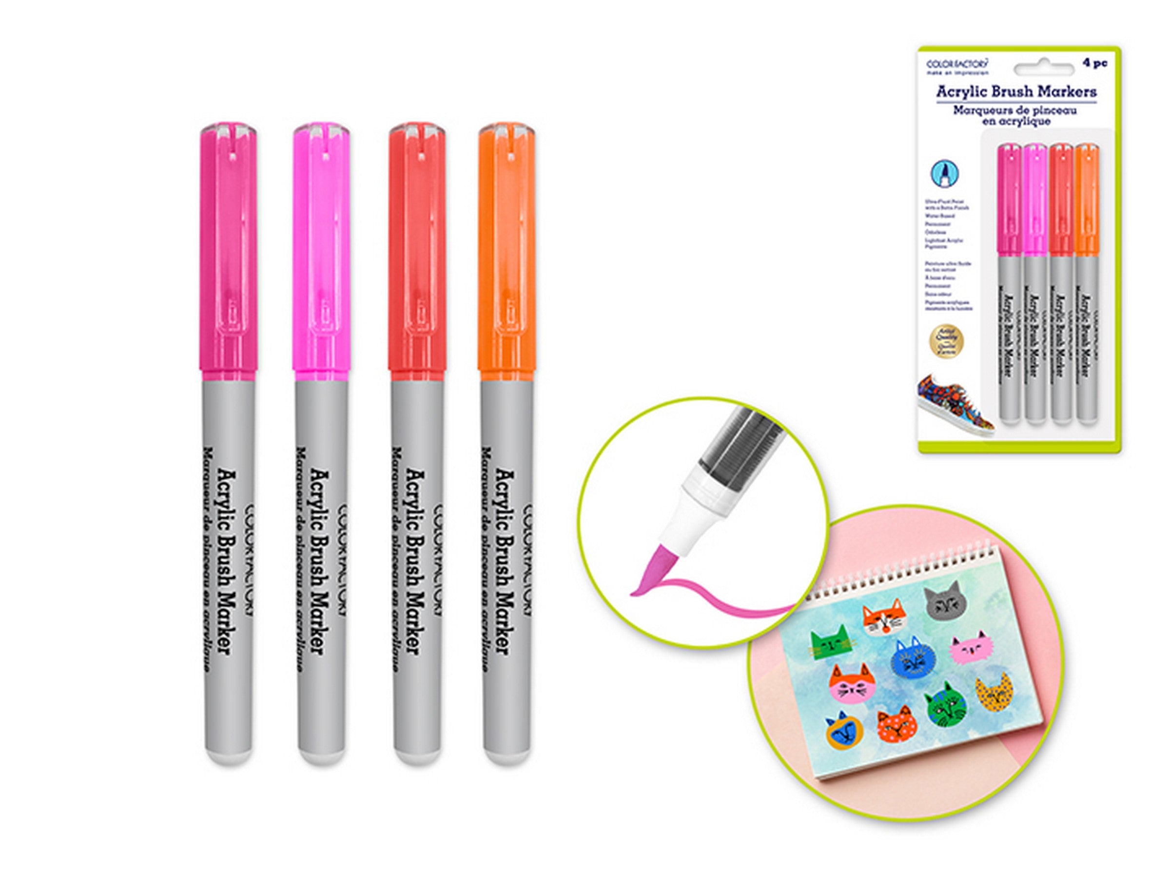 Color Factory 4 Straight Liquid Acrylic Paint Brush Markers - Blush 2g