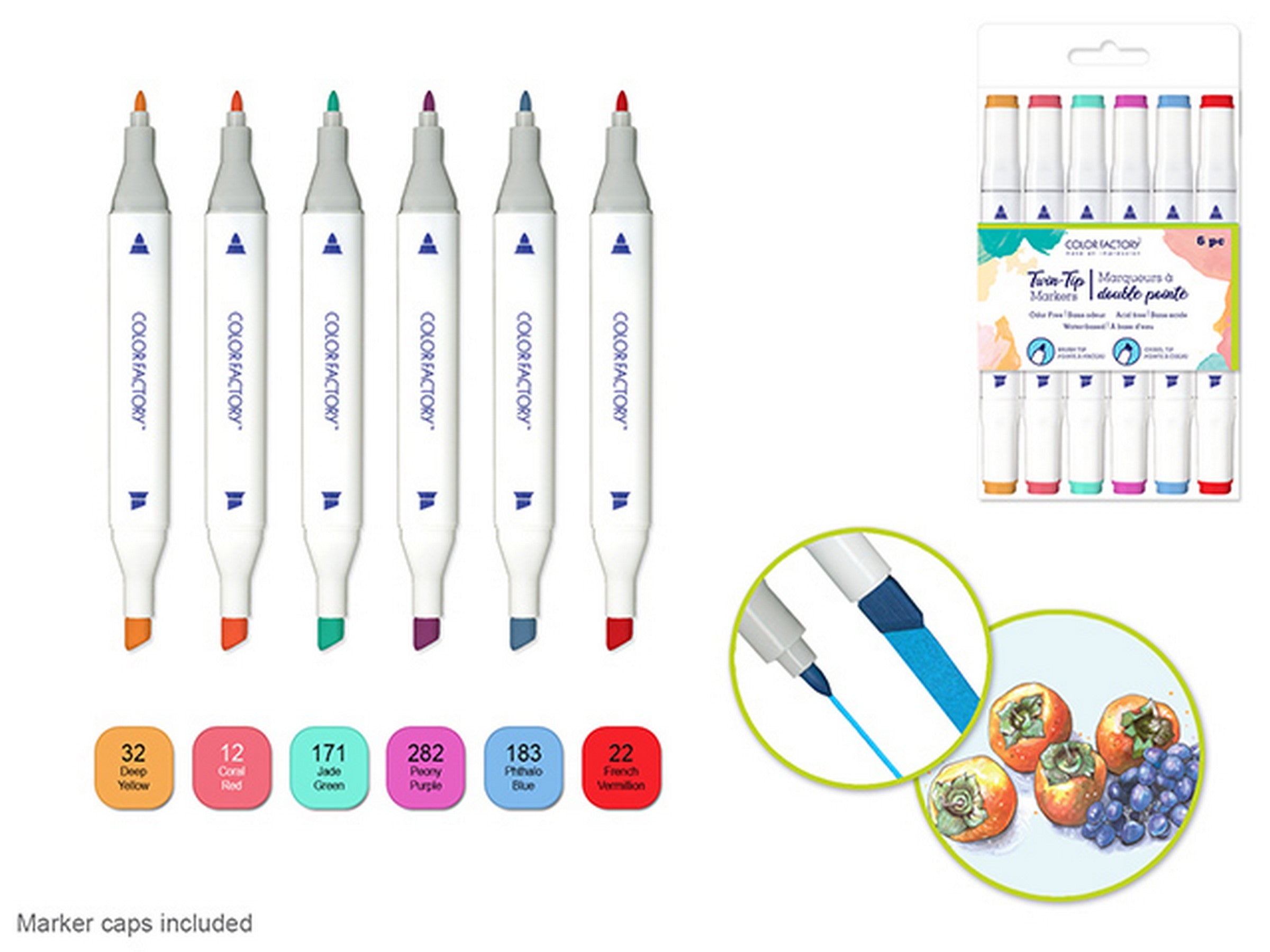 Color Factory 6 Twin-tip Markers - Glamour
