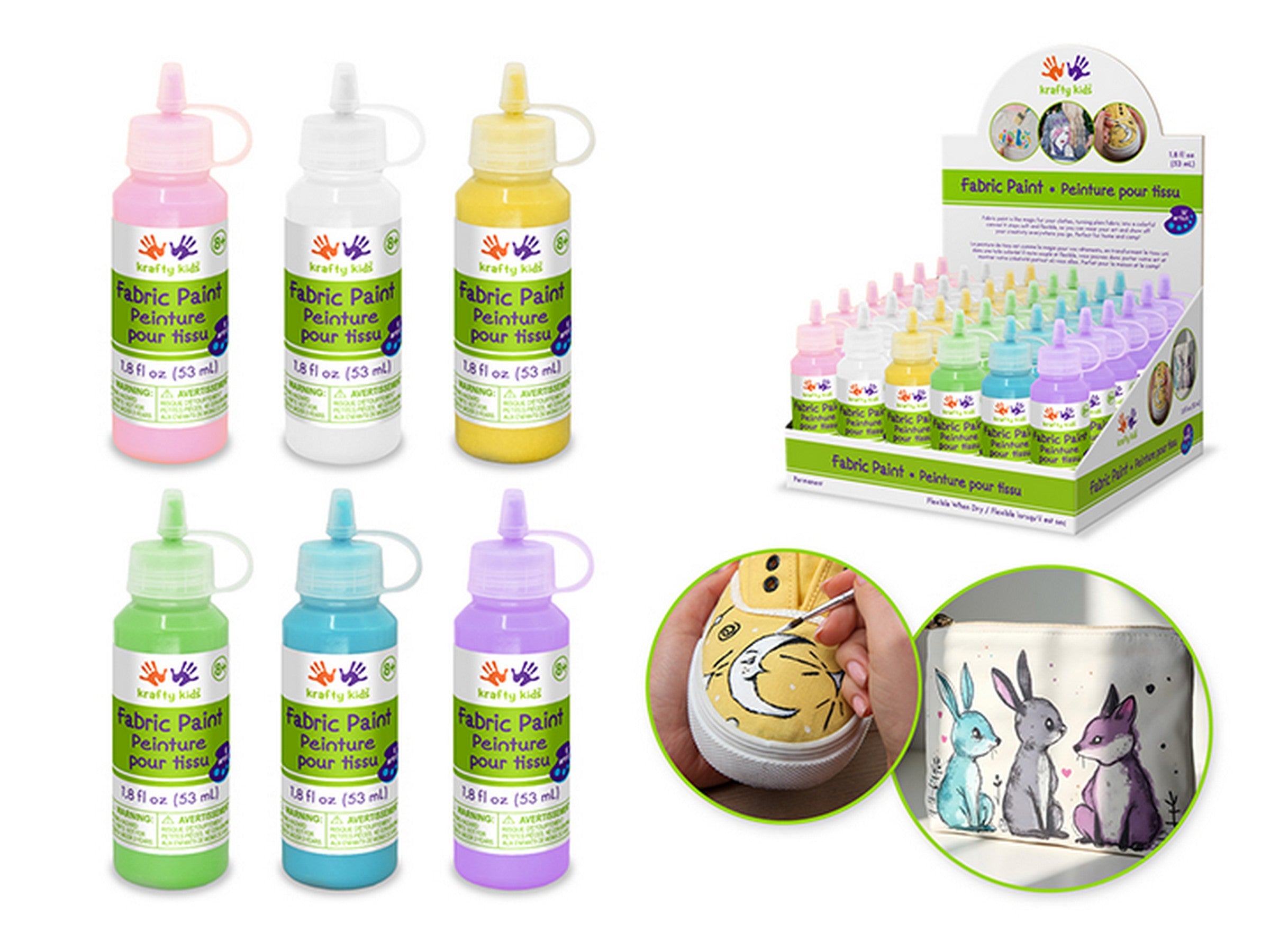 Krafty Kids Permanent Fabric Paint - Pastel 1.8oz VRT Each sold separately