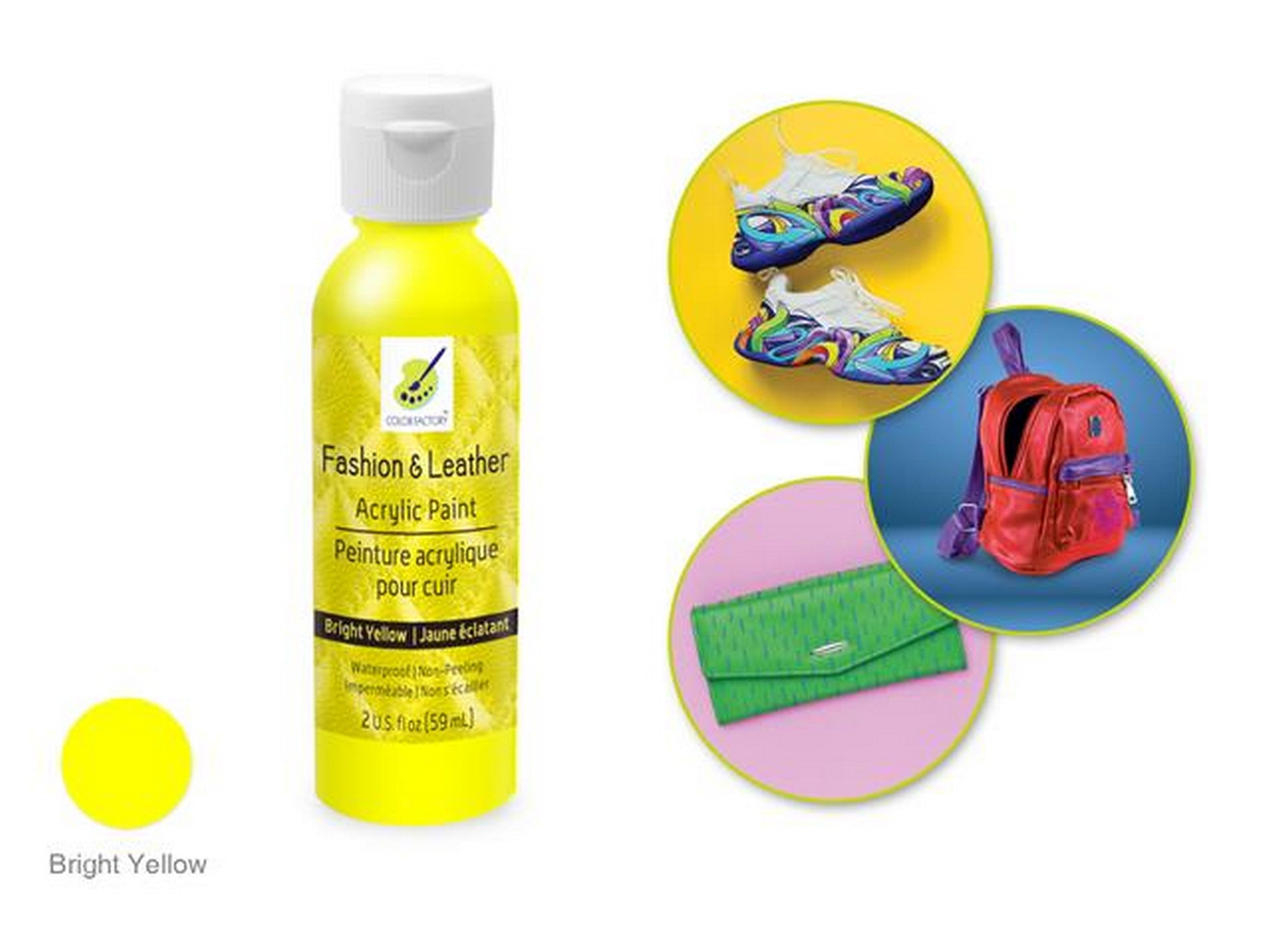 Color Factory Leather Acrylic Paint Bright Yellow 2oz