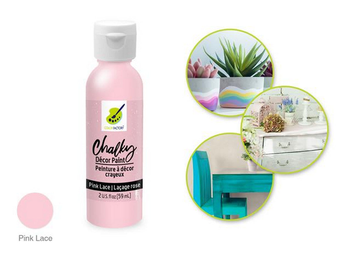 Color Factory Chalky Décor Paint Pink Lace 2oz