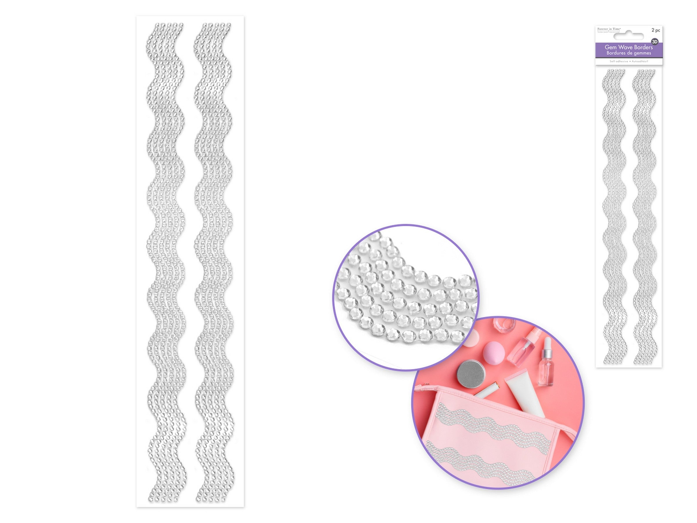 Forever in Time 2 Gem Wave Border Stickers - Crystal 12in