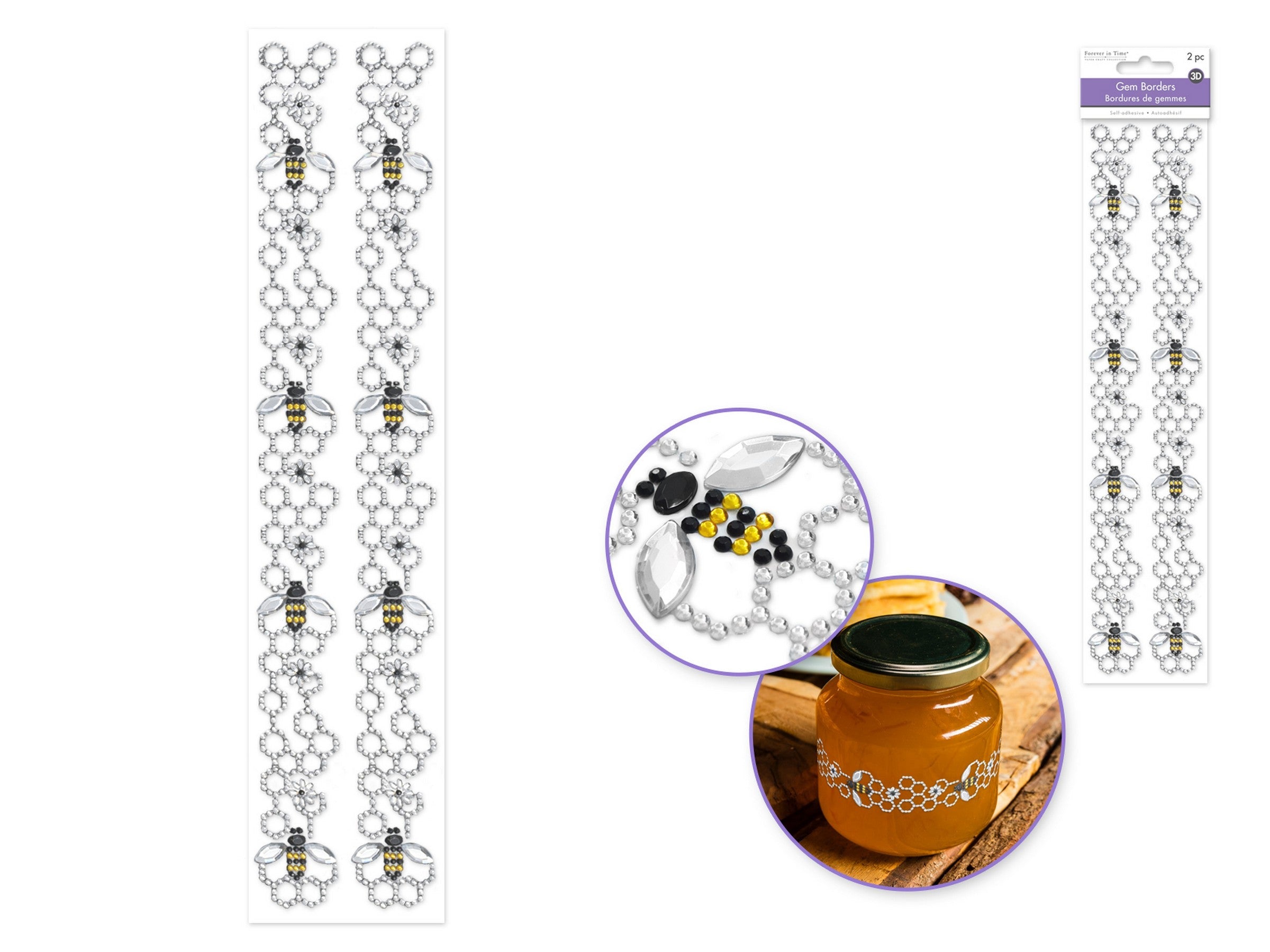 Forever in Time 2 Gem Border Stickers - Bee 12in