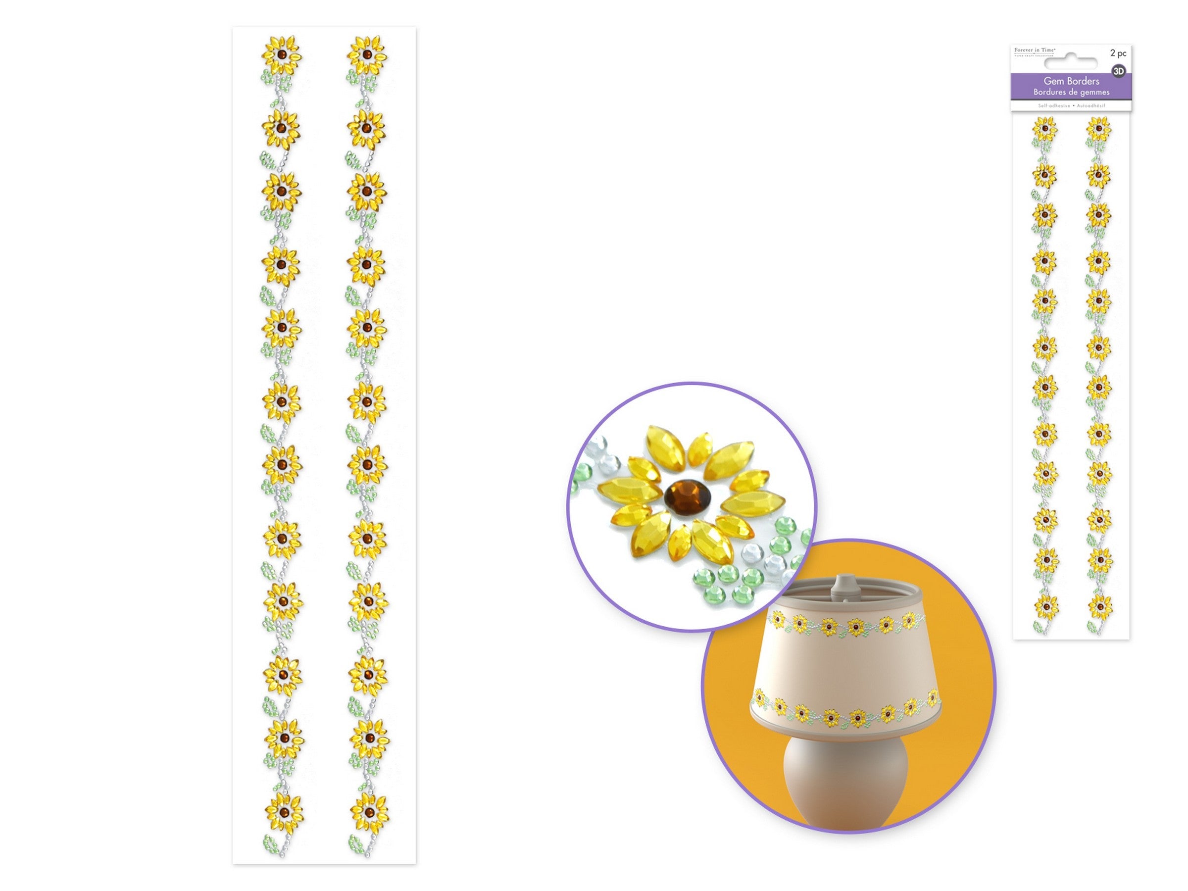 Forever in Time 2 Gem Border Stickers - Sunflower 12in