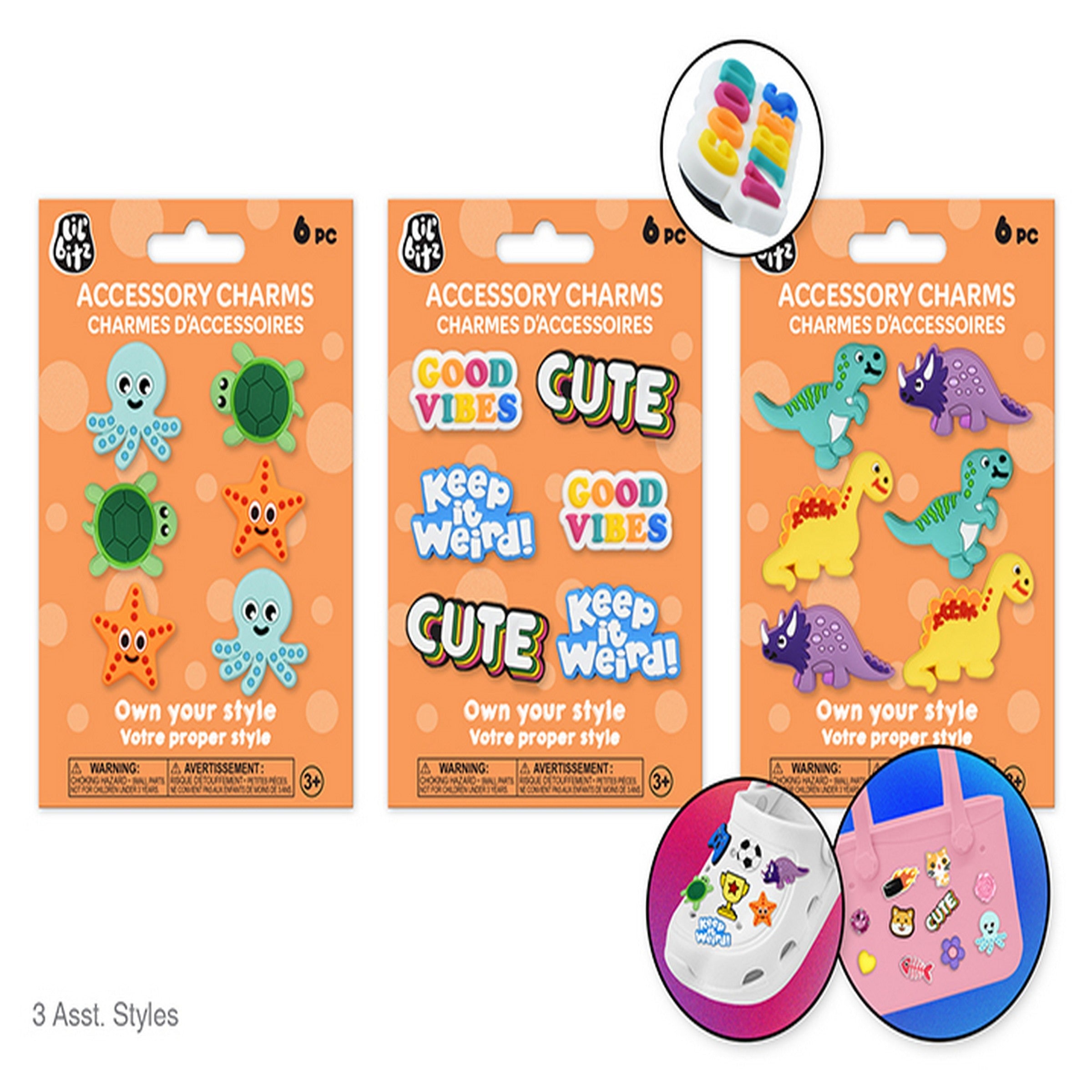 Lil'bitzTM Shoe and Tote Accessory Charms - Creatures 6pcs VRT