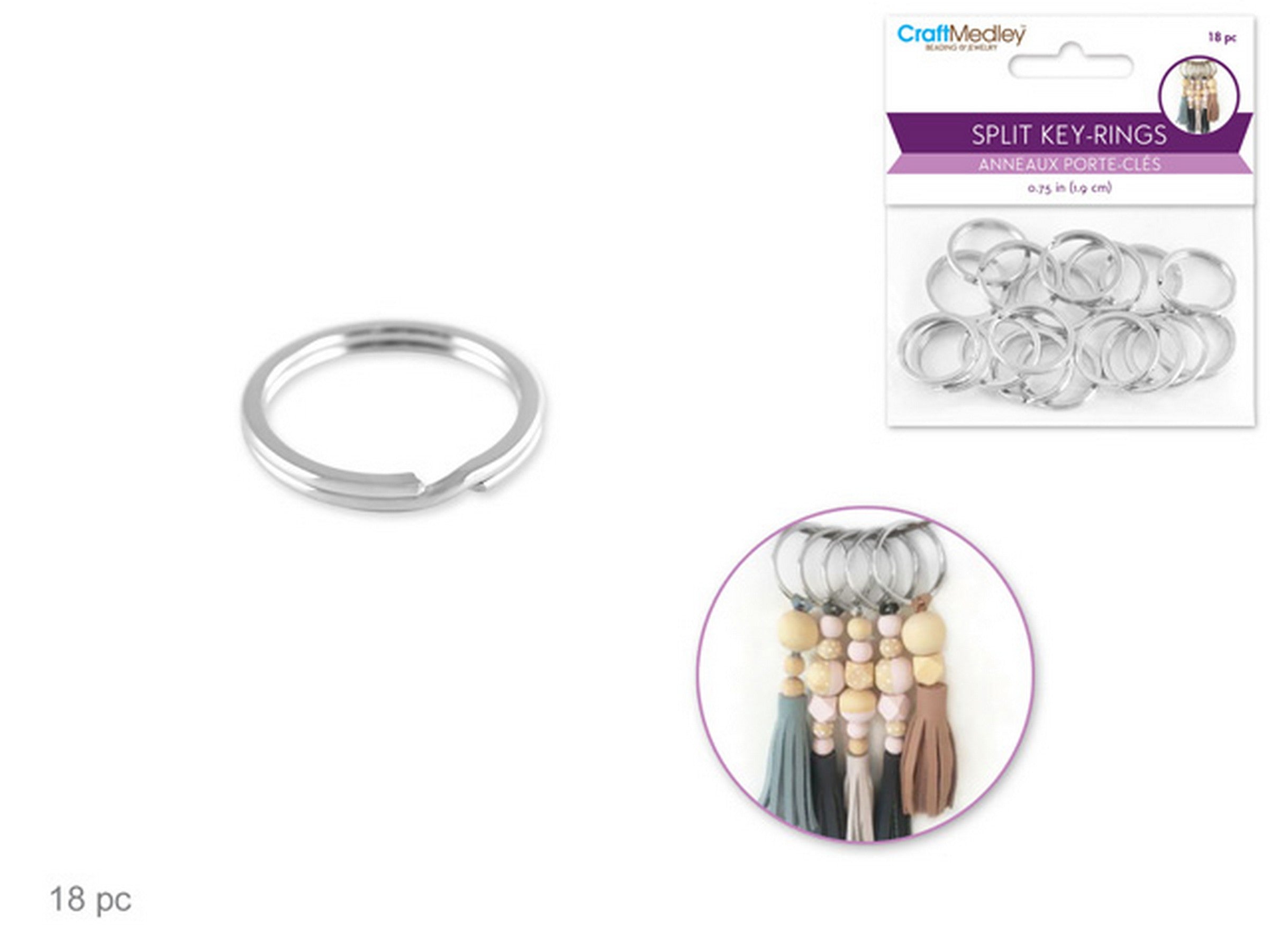 Beading and Jewelry 18 Silver Split-Key Rings 0.75in