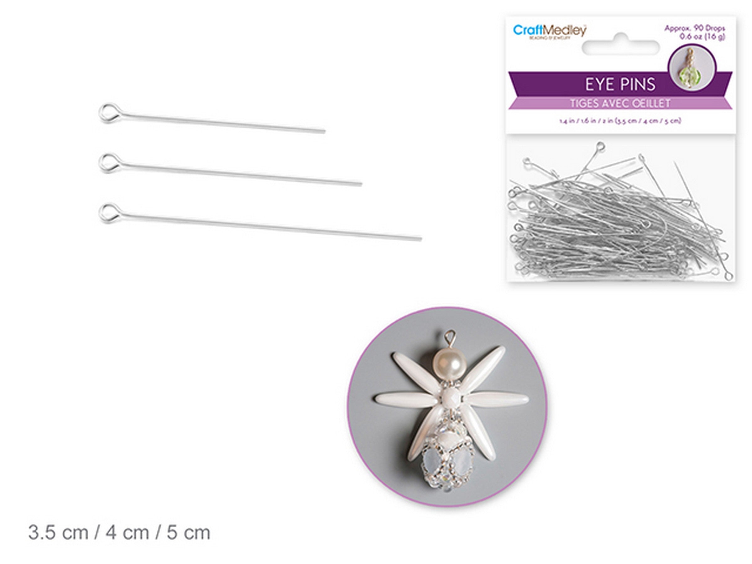 Beading and Jewelry 90 approx. Silver Eye Pins 1.4in - 1.6in - 2in