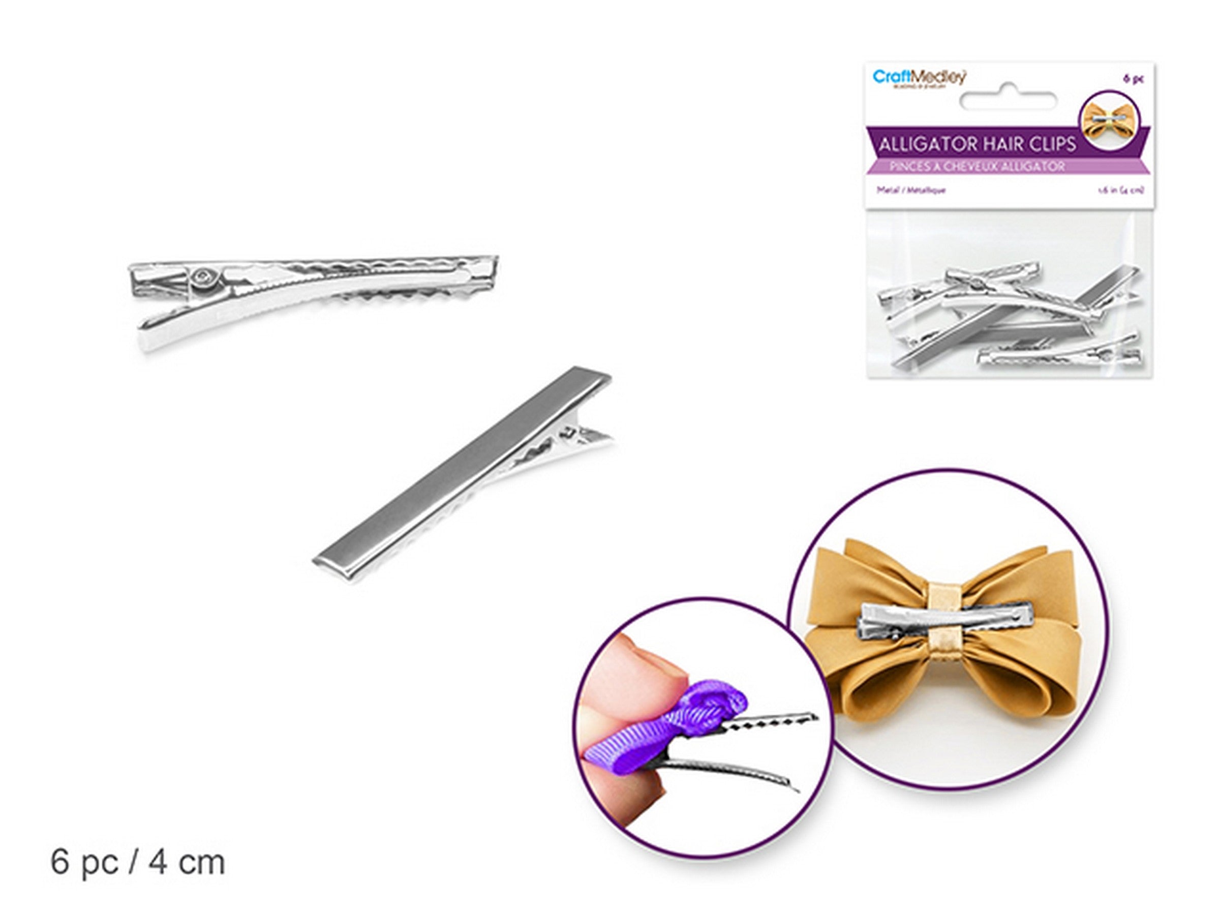 Beading and Jewelry 6 Silver Alligator Hair Clips 1.6in