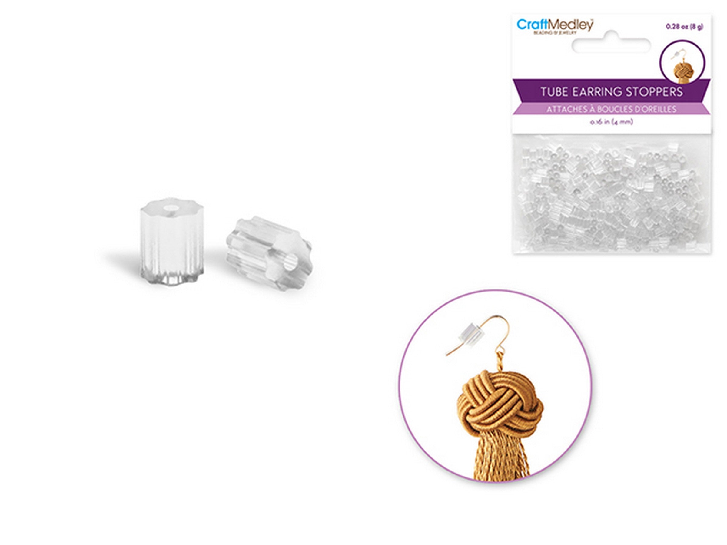 Beading and Jewelry Semi-transparent Tube Earring Stoppers 0.16in