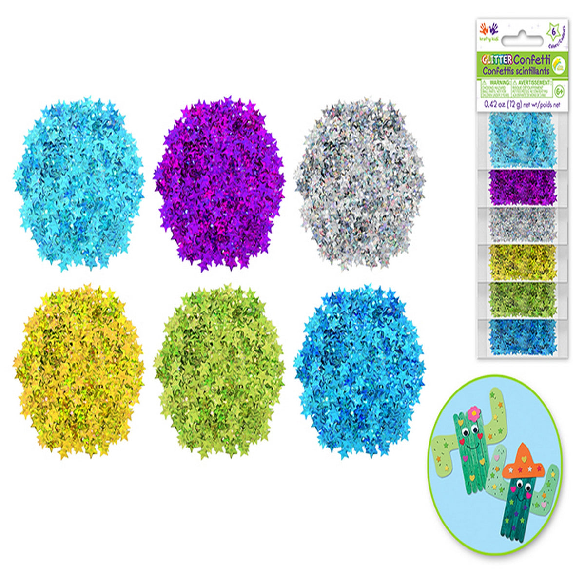 Krafty Kids Star Glitter Confetti 6 x 2g