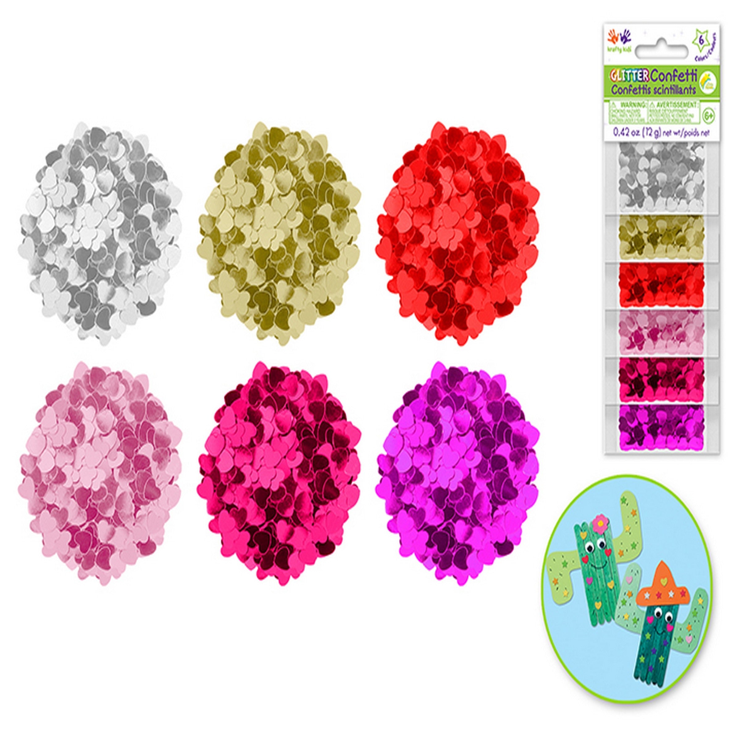 Krafty Kids Heart Glitter Confetti 6 x 2g