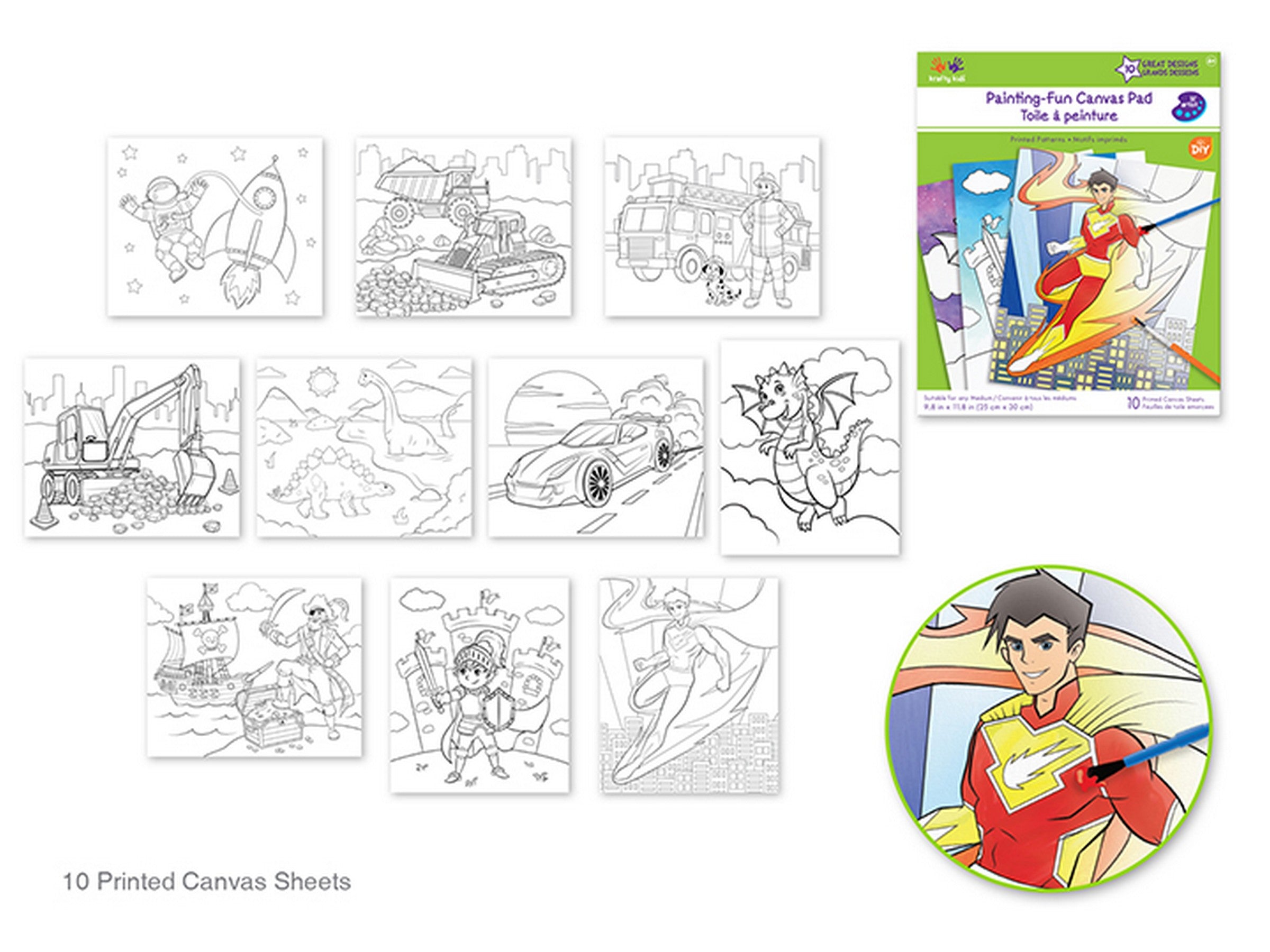 Krafty Kids 10 Painting Fun Canvas Sheets Kid Fun 9.8x11.8in