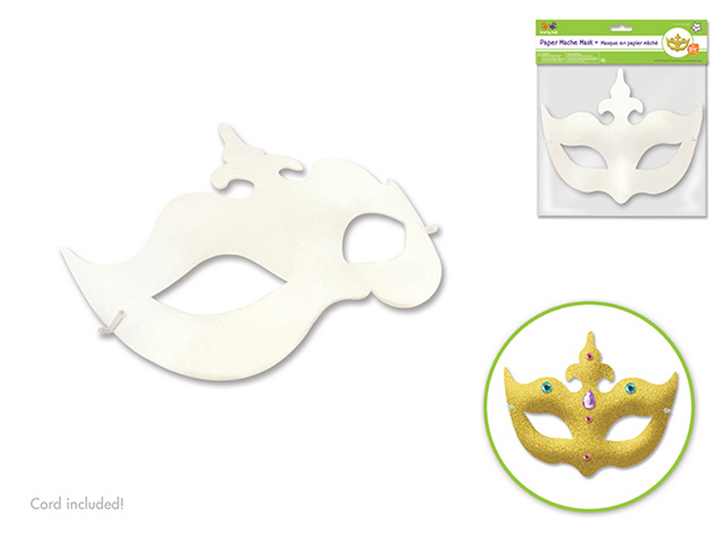 Krafty Kids Paper Mache Mask with Stretch Cord Regal 7.5in