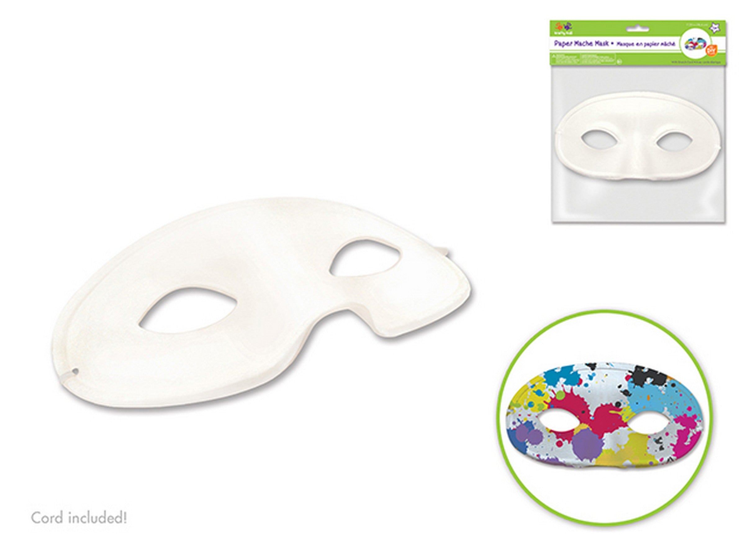 Krafty Kids Paper Mache Mask with Stretch Cord Classic 7.25in