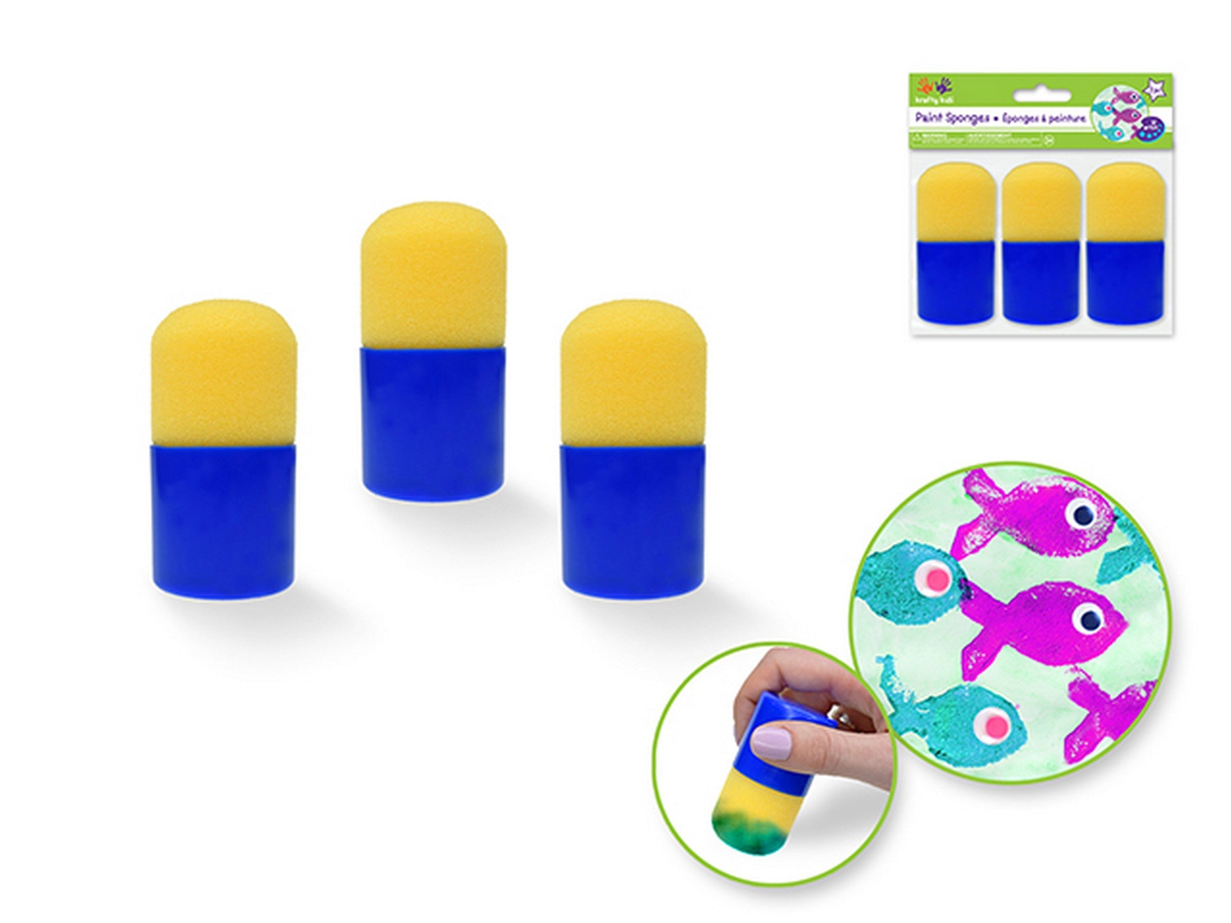 Krafty Kids 3 Paint Sponges 2.75x1.3in