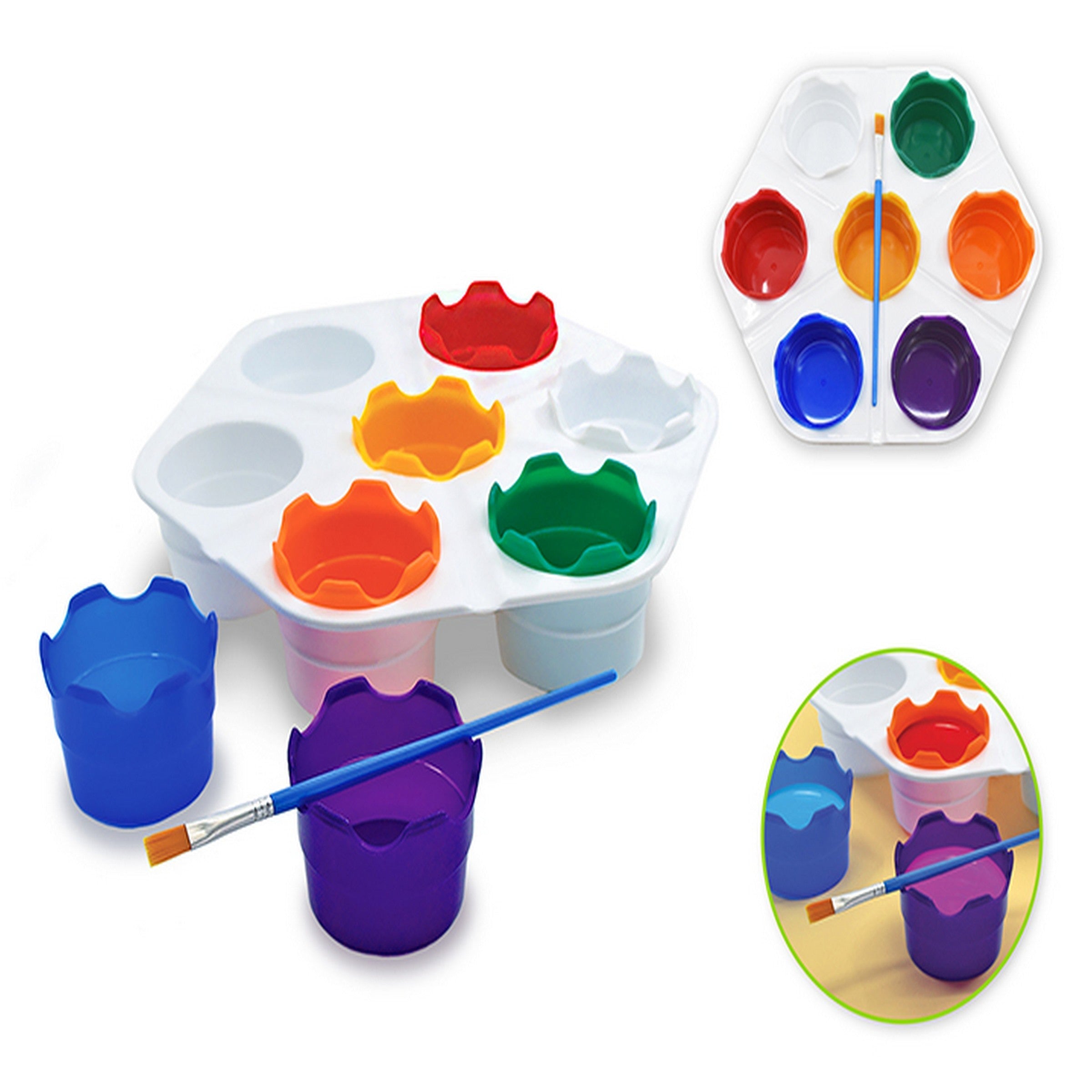 Krafty Kids 7-Cup Paint Caddy with Brush 9.8in