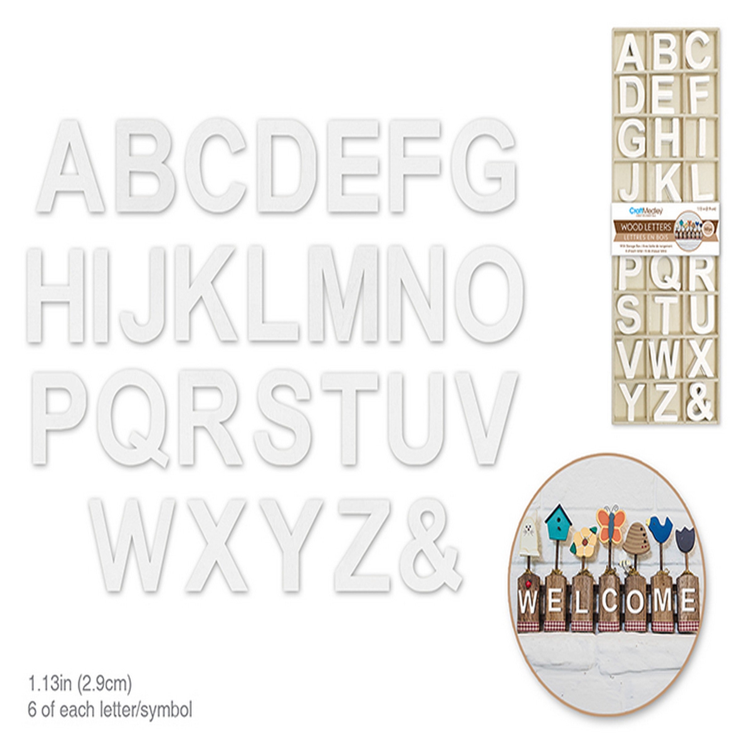 Craft Medley Mini Wood Letters in Storage Box 162pcs (6 of each) 1.13in Letter