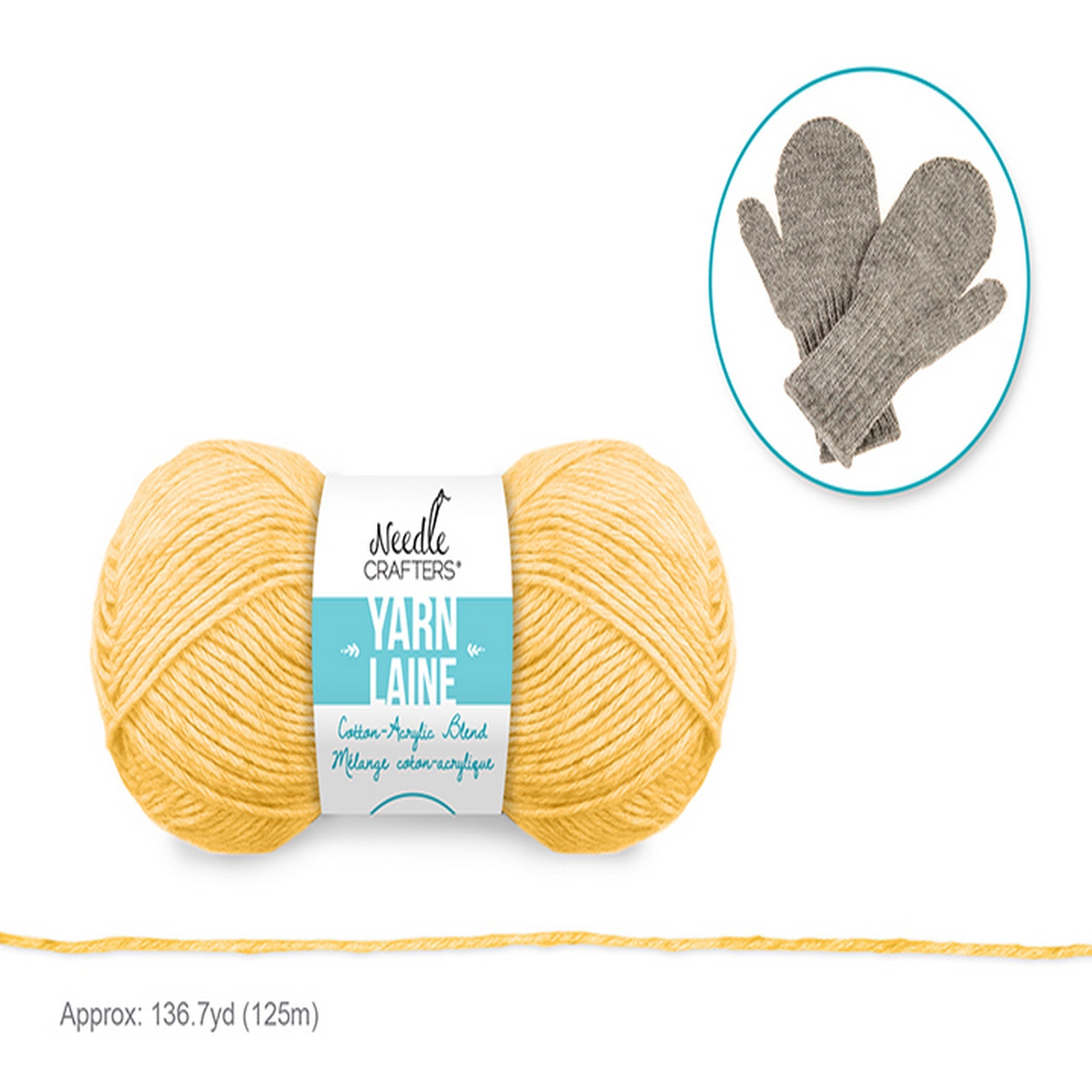 Needle Crafters Cotton/Acrylic Blend Yarn - Yellow 136.7yd (125m)