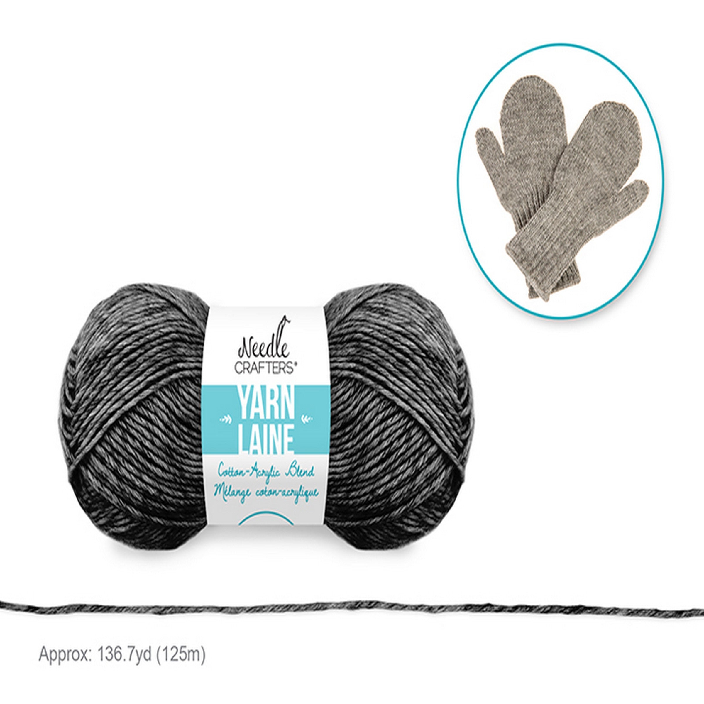 Needle Crafters Cotton/Acrylic Blend Yarn - Black 136.7yd (125m)