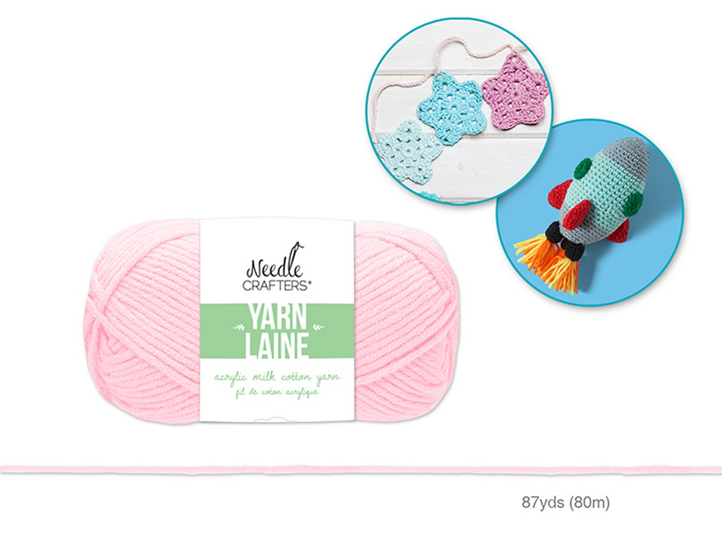Needle Crafters Milk Cotton Yarn Light Pink 100% Acrylic 87yds (80m)