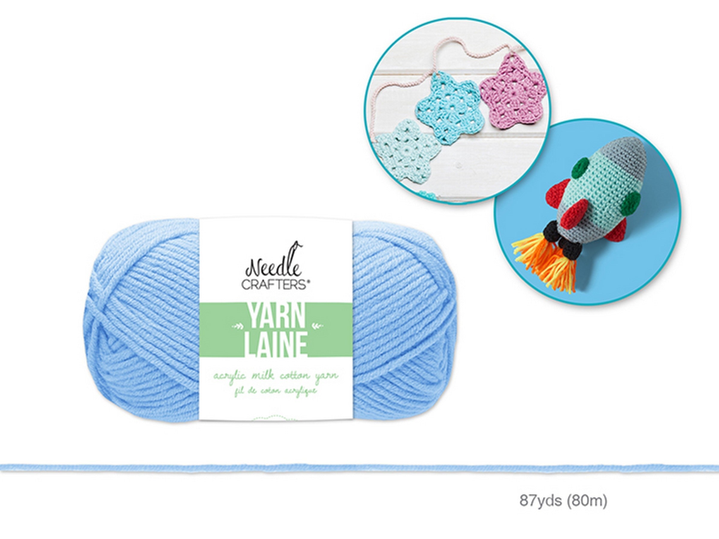 Needle Crafters Milk Cotton Yarn Light Blue 100% Acrylic 87yds (80m)