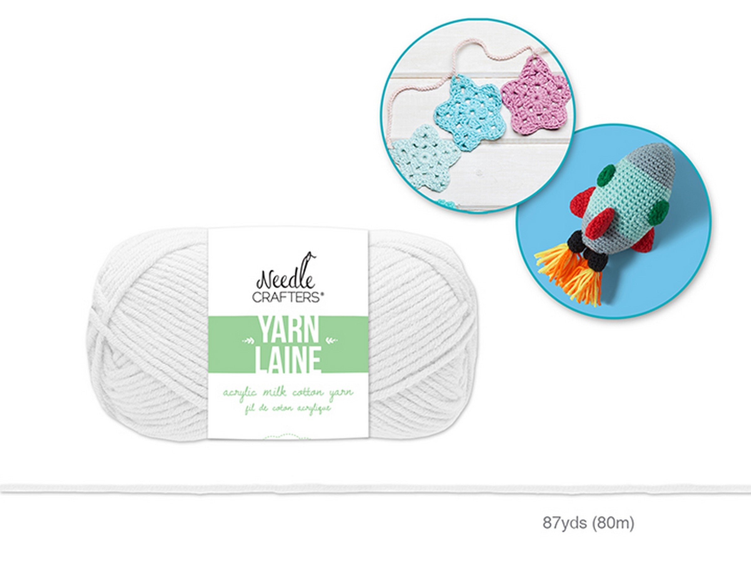 Needle Crafters Milk Cotton Yarn White 100% Acrylic 87yds (80m)