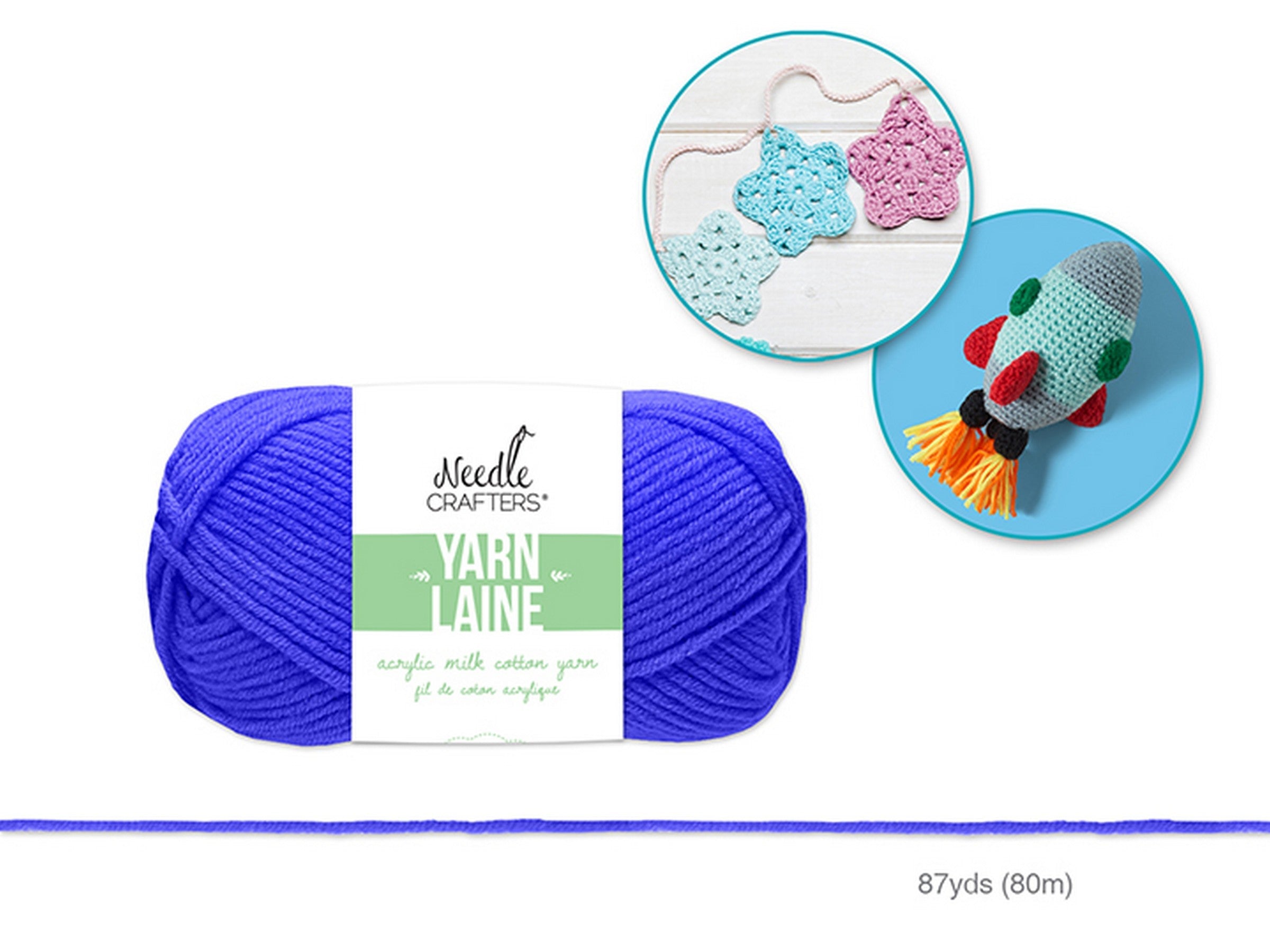 Needle Crafters Milk Cotton Yarn Royal Blue 100% Acrylic 87yds (80m)