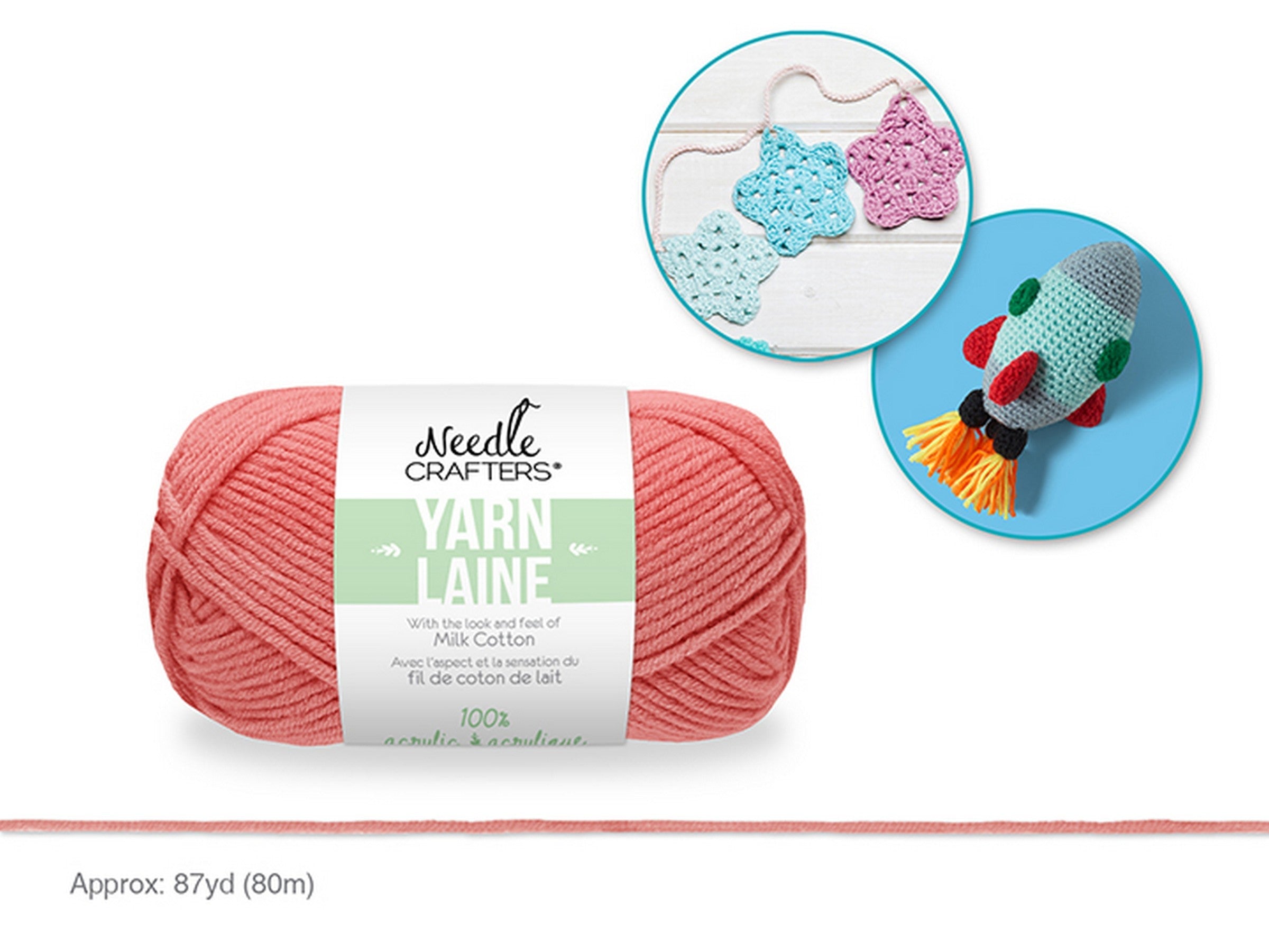 Needle Crafters Milk Cotton Yarn Salmon 100% Acrylic 87yd (80m)
