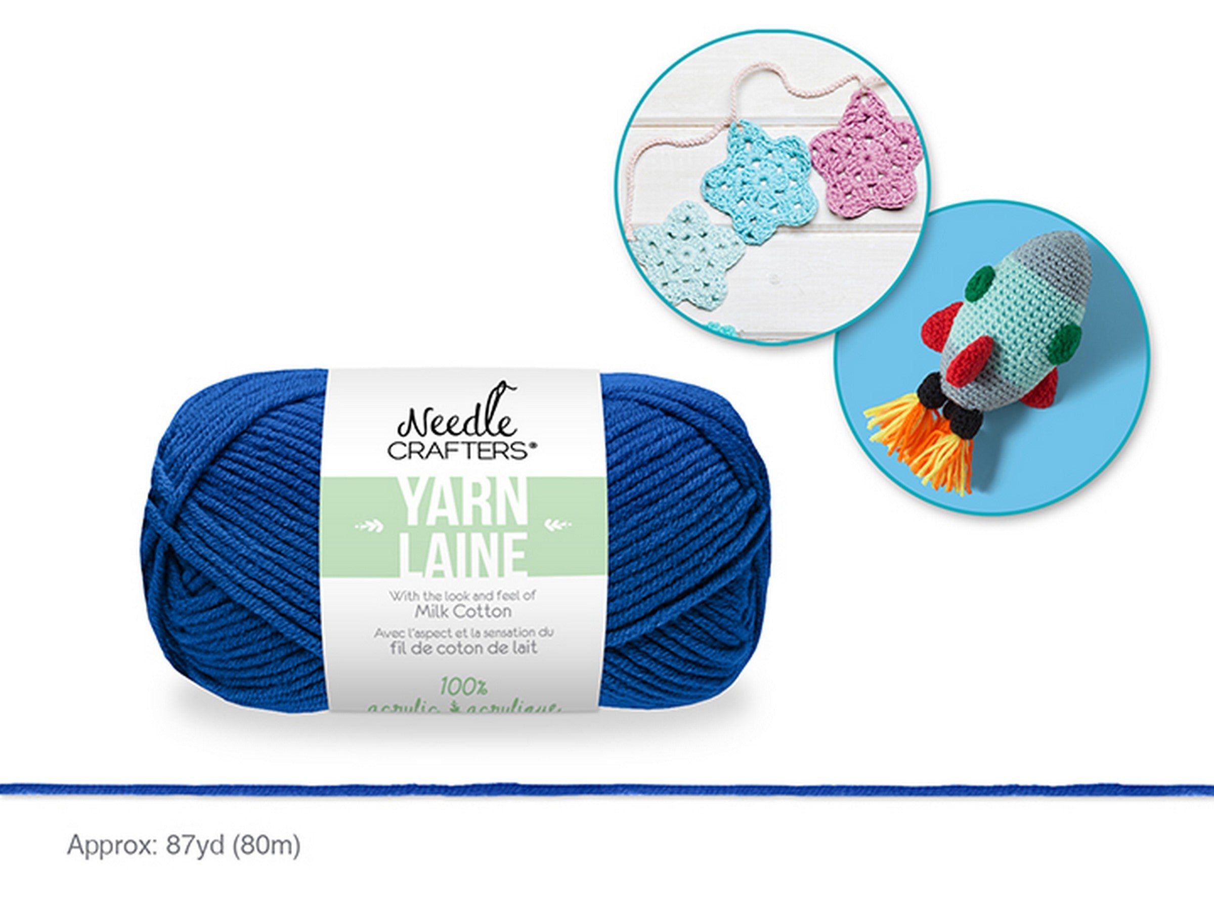 Needle Crafters Milk Cotton Yarn Blue 100% Acrylic 87yd (80m)