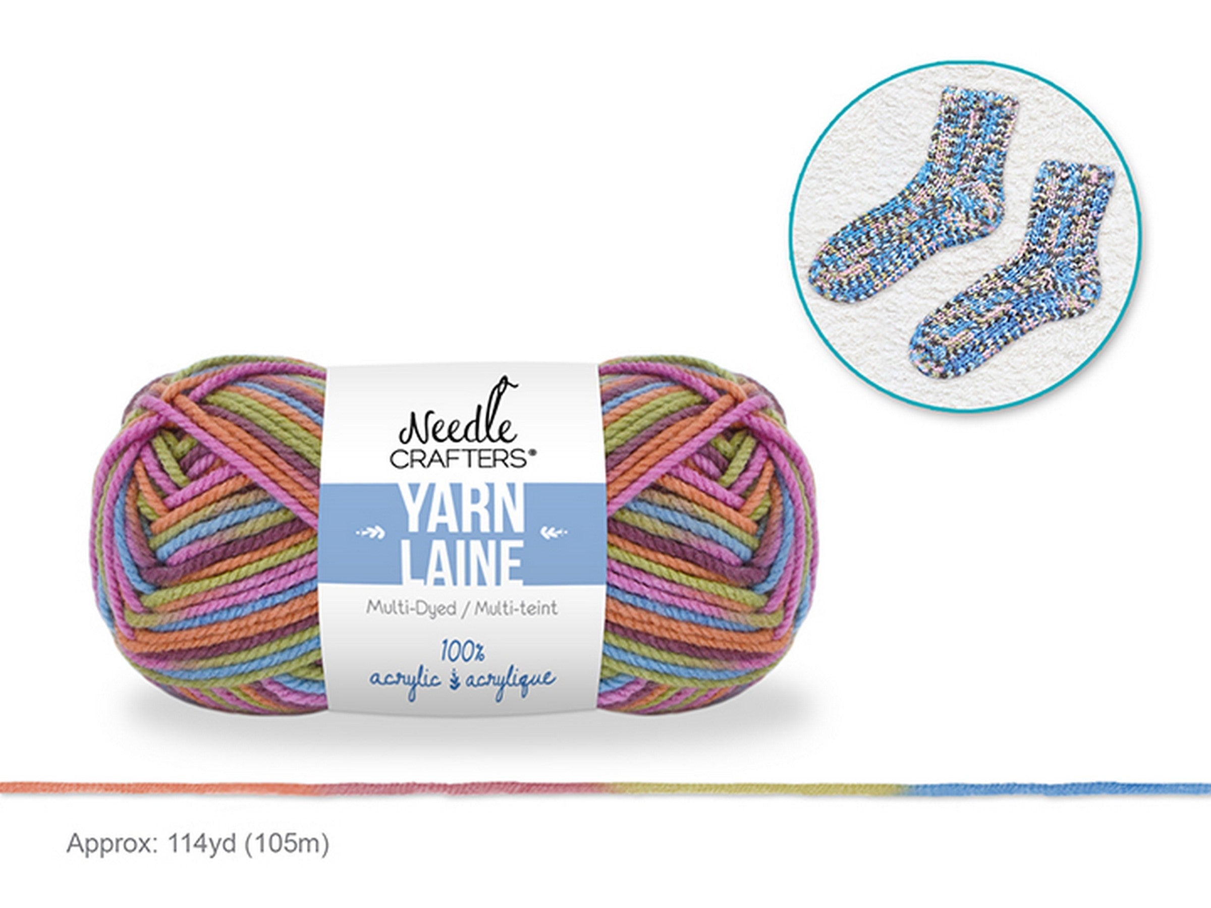 Needle Crafters Multi-Dyed Yarn Hipster 100% Acrylic 114yd (105m)
