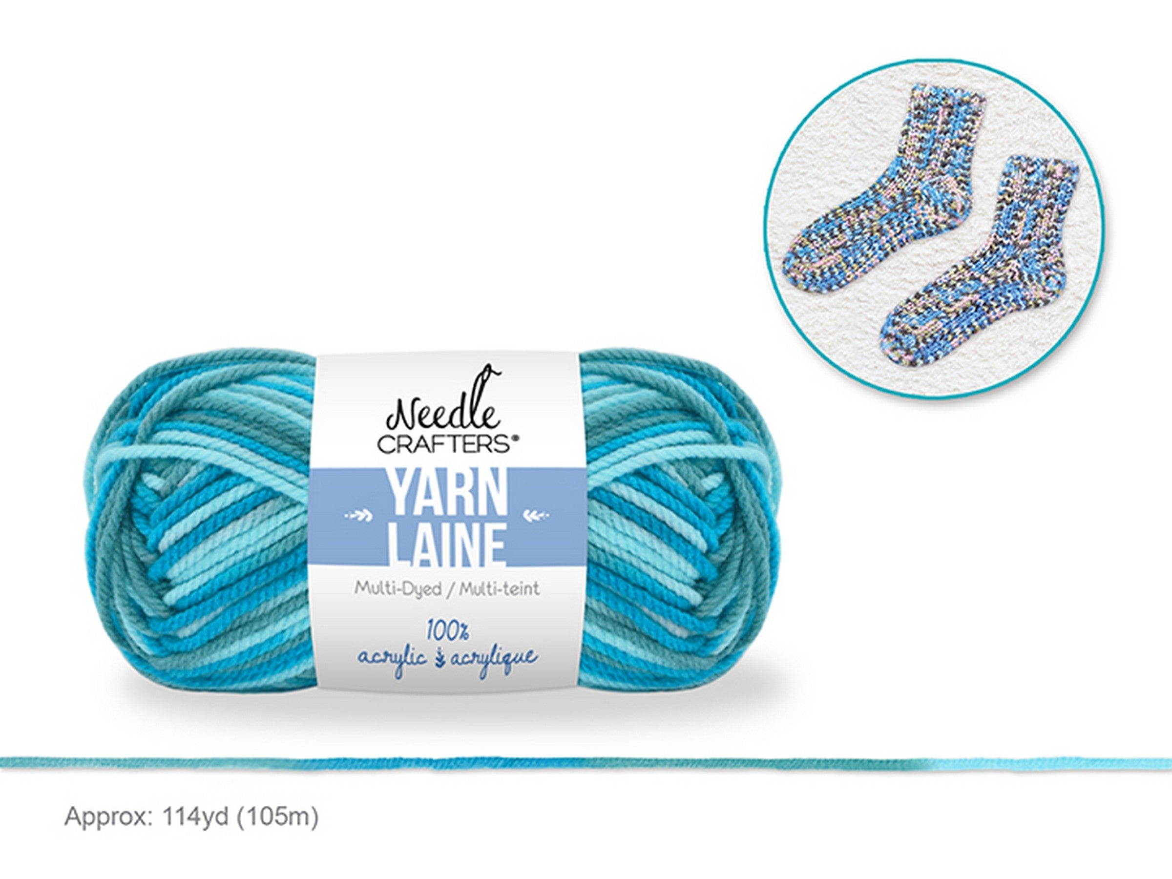 Needle Crafters Multi-Dyed Yarn Country Blues 100% Acrylic 114yd (105m)