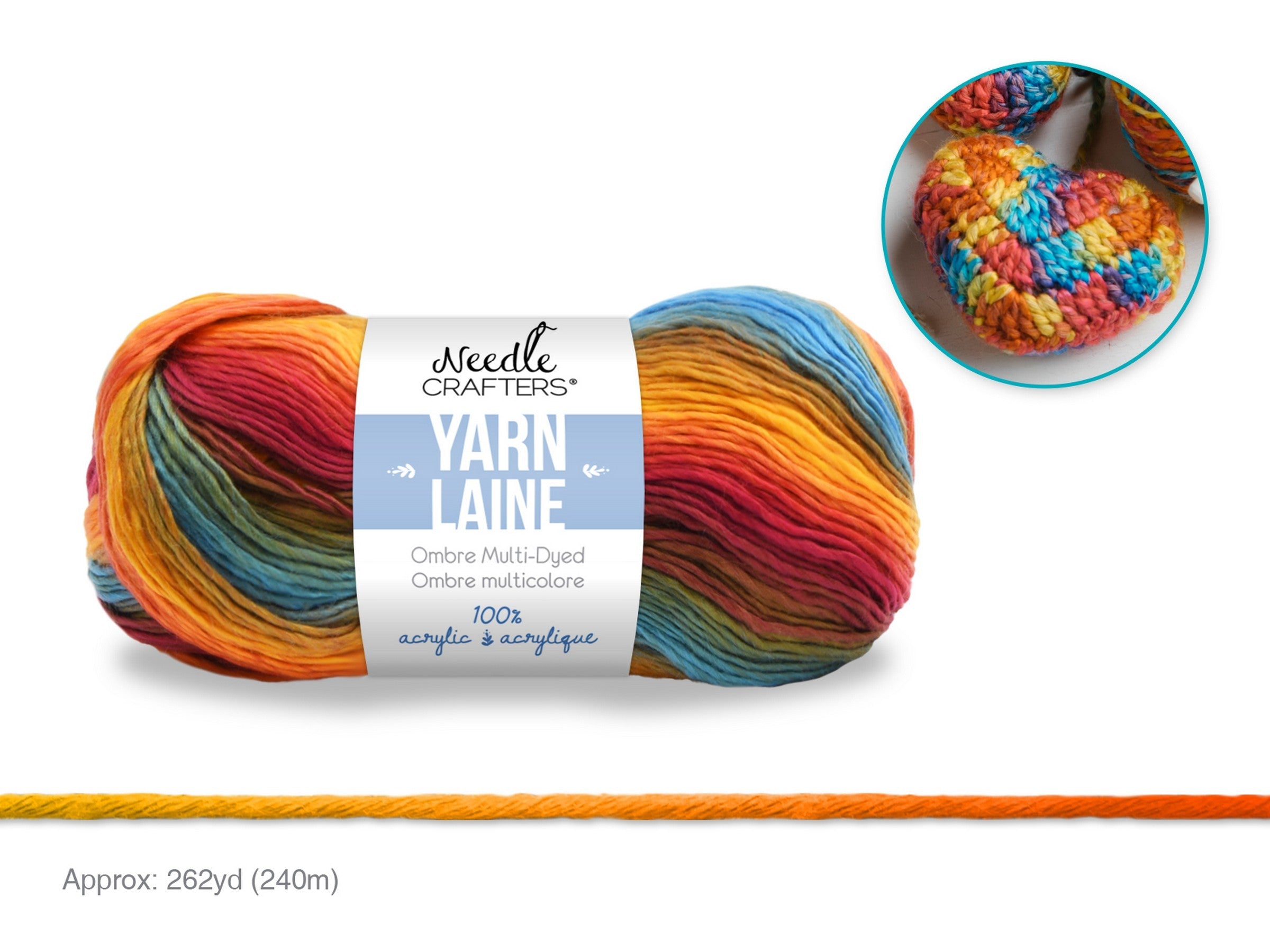 Needle Crafters Multi-Dyed Yarn Ombre - 100% Acrylic 262yd (240m)