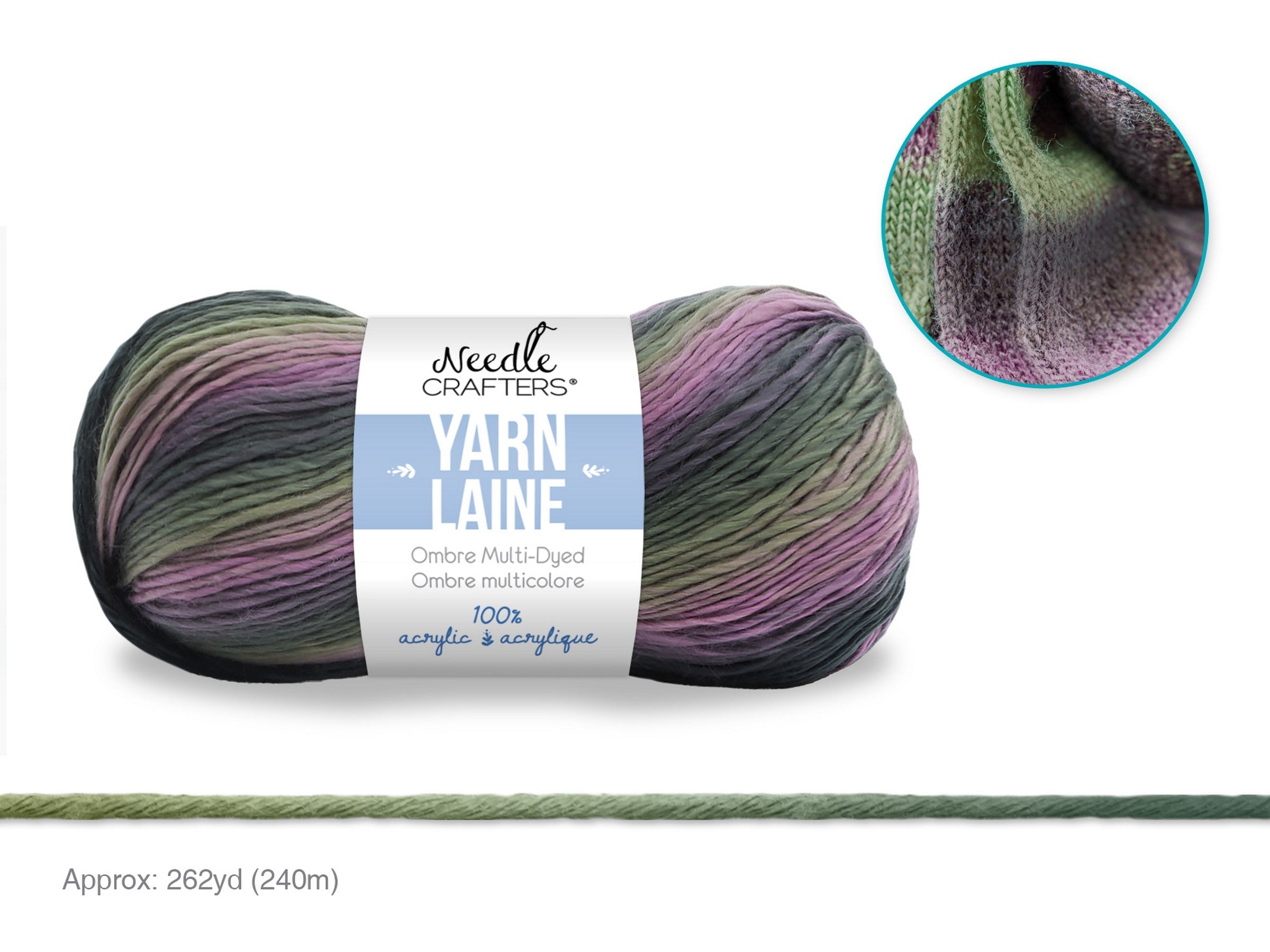 Needle Crafters Multi-Dyed Yarn Ombre - 100% Acrylic 262yd (240m)
