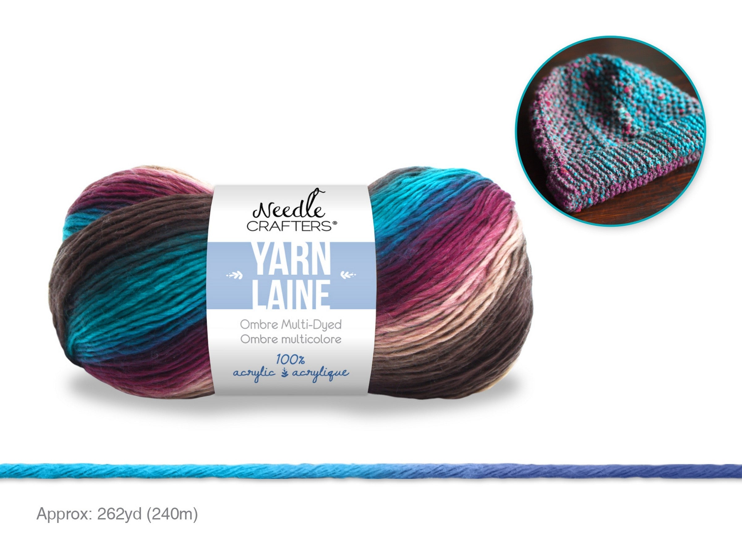 Needle Crafters Multi-Dyed Yarn Ombre - 100% Acrylic 262yd (240m)