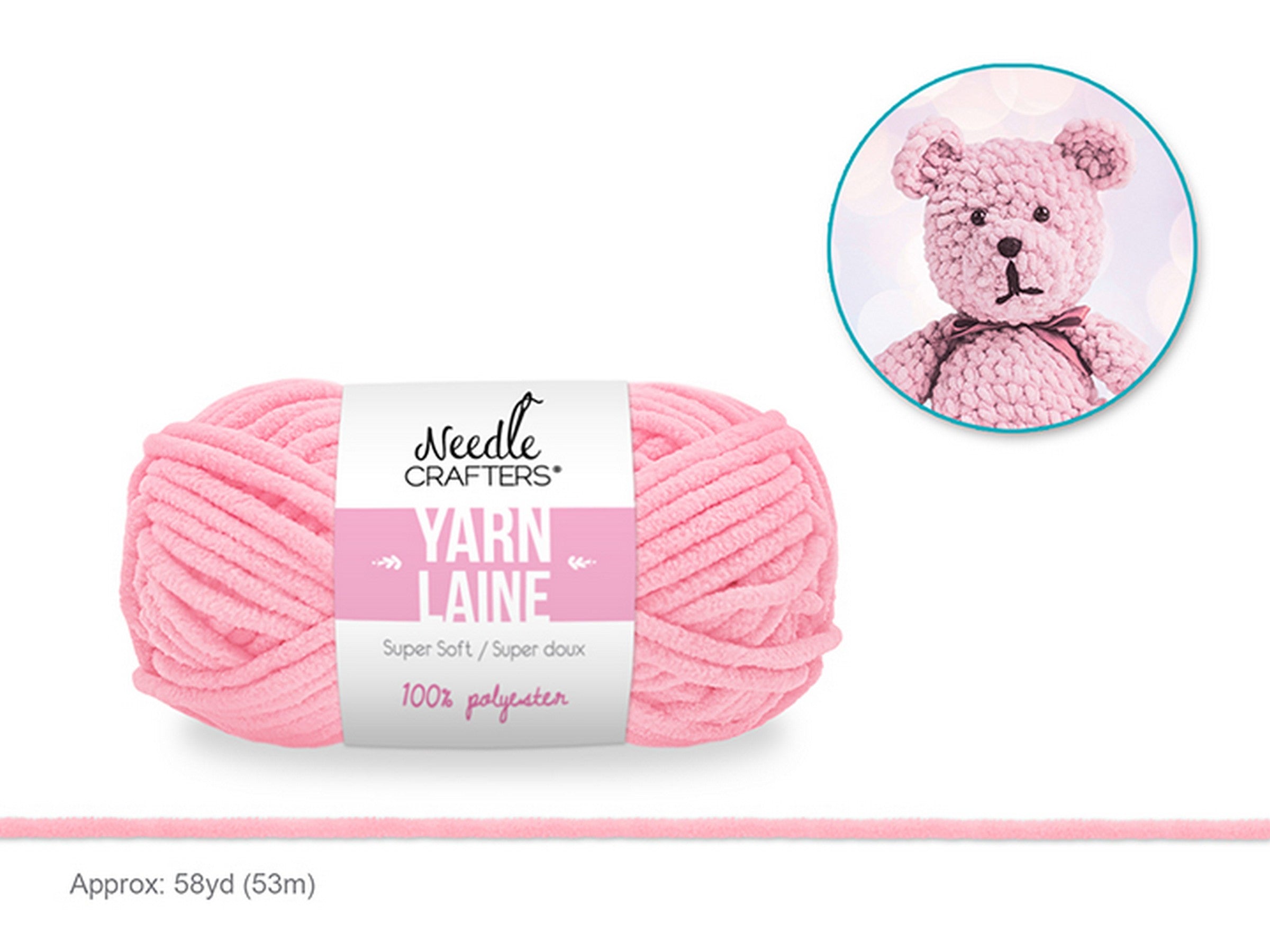 Needle Crafters Chenille Soft Yarn Baby Pink 100% Polyester 58yd (53m)