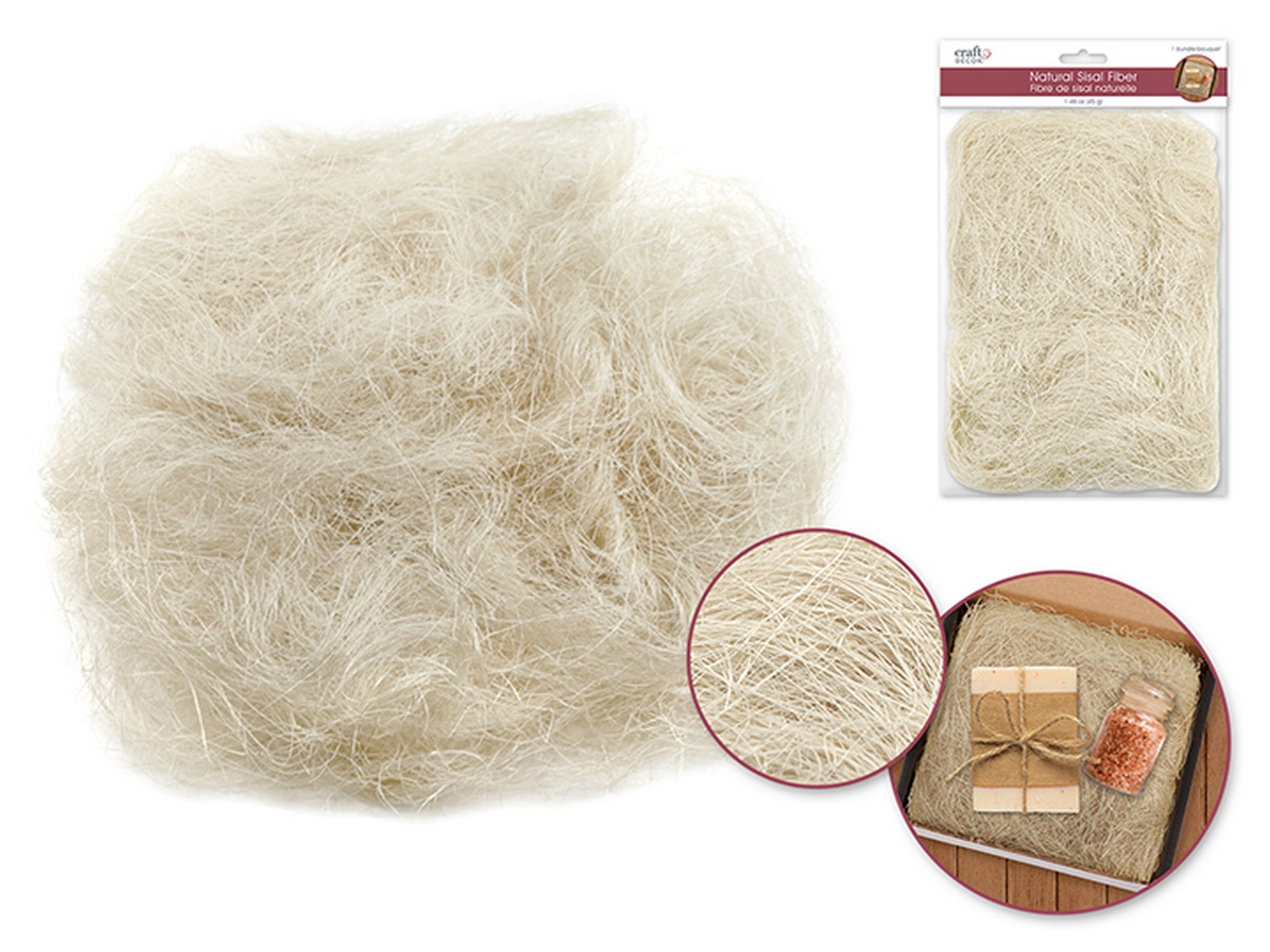 Craft Décor Natural Sisal Fiber - Whitewash 45g