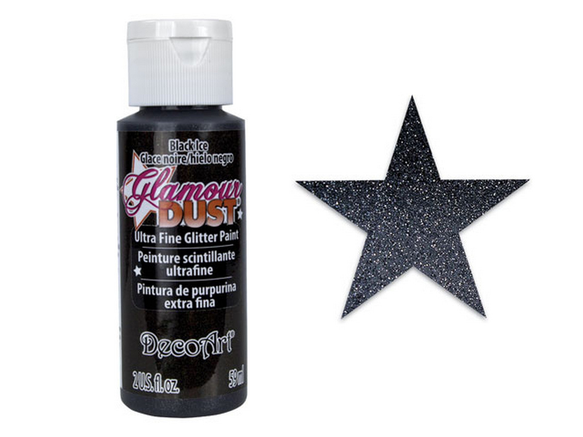 DecoArt Glamour Dust Ultra Fine Glitter Paint Black Ice DGD21 2oz