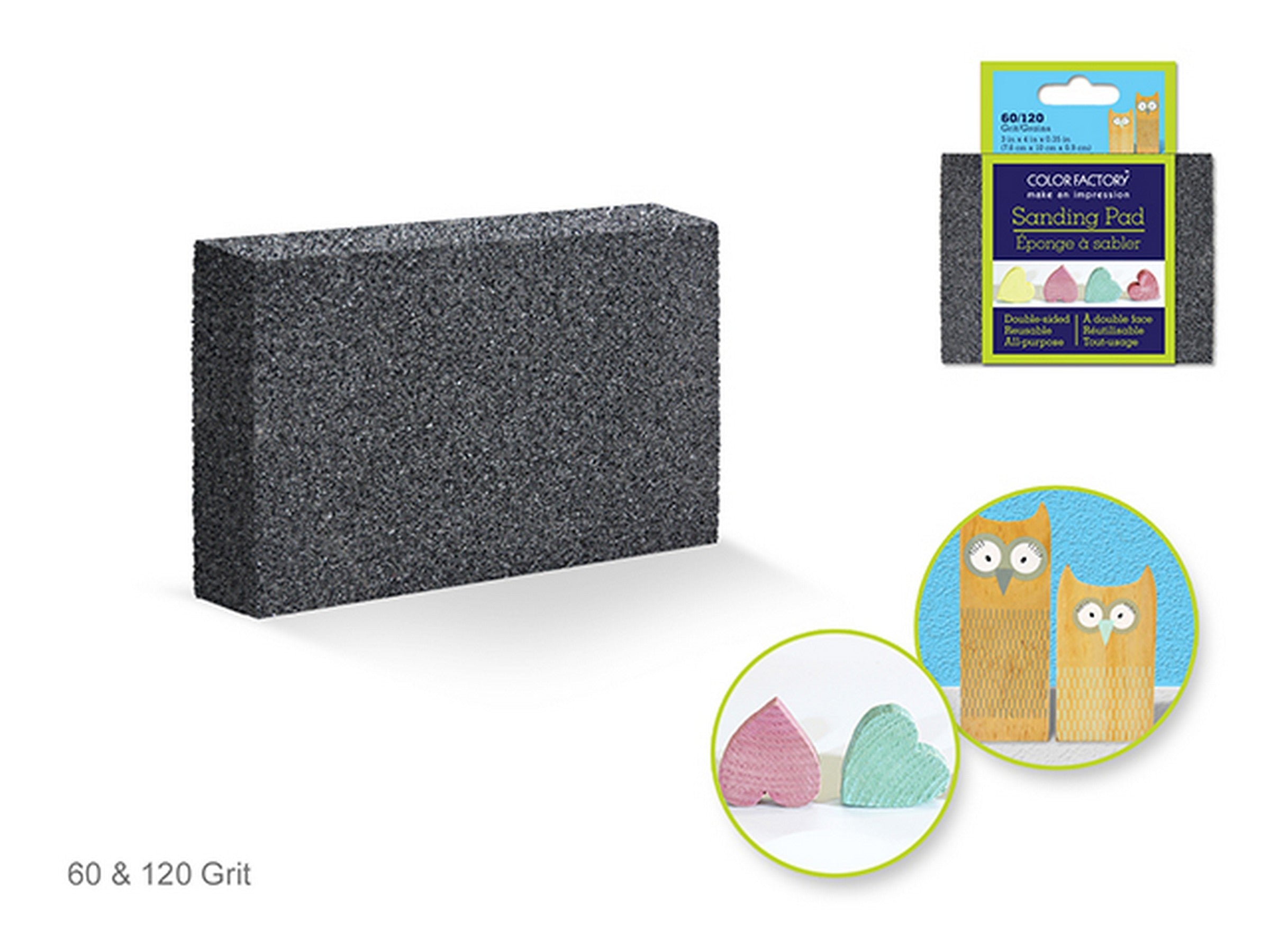 Color Factory Sanding Pad 60/120 Grit 3x4x0.35in