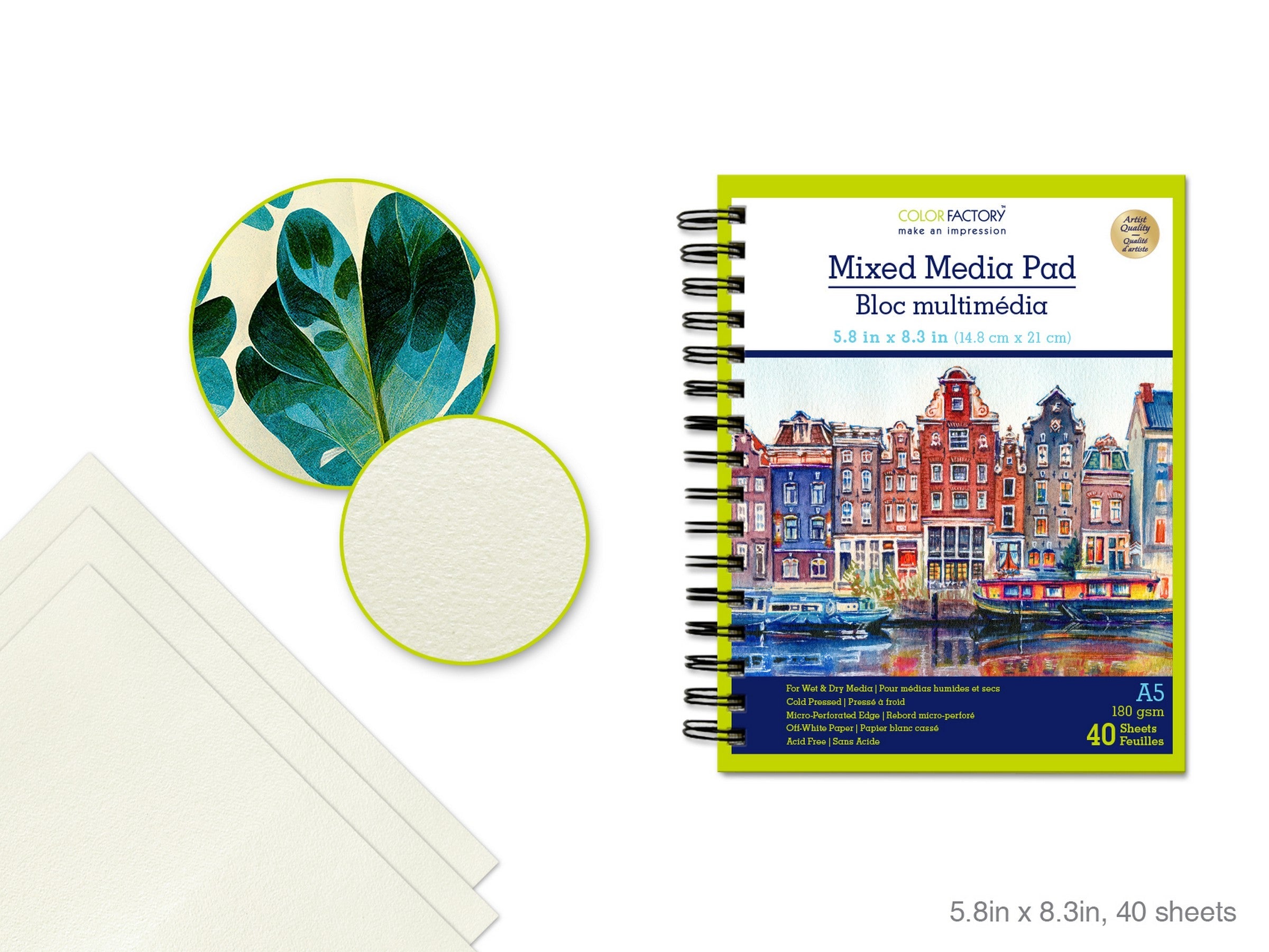 Color Factory 40 Sheets Mixed Media Pad A5 5.8x8.3in