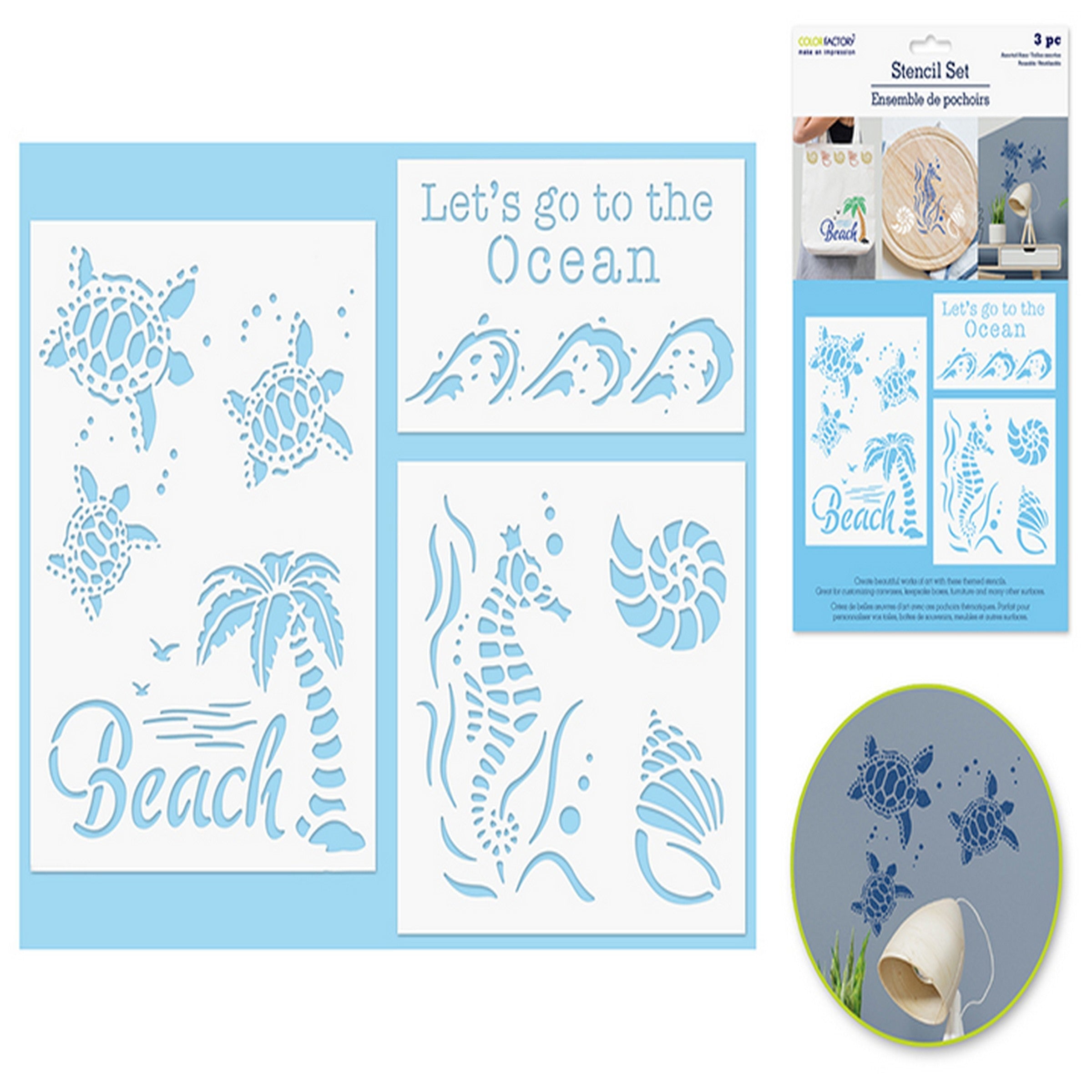 Color Factory Multi-media Stencil Set - Beach 3pcs