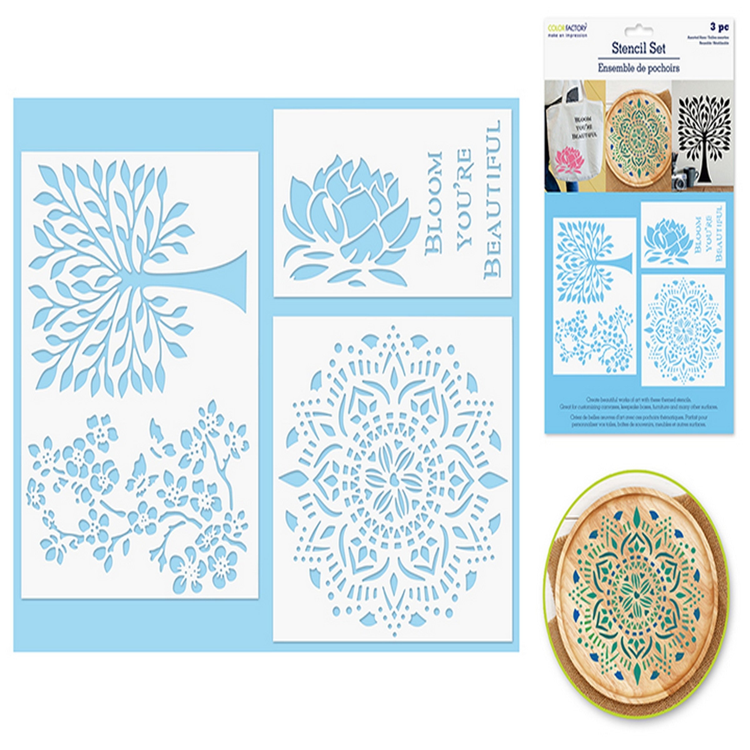 Color Factory Multi-media Stencil Set - Bloom 3pcs