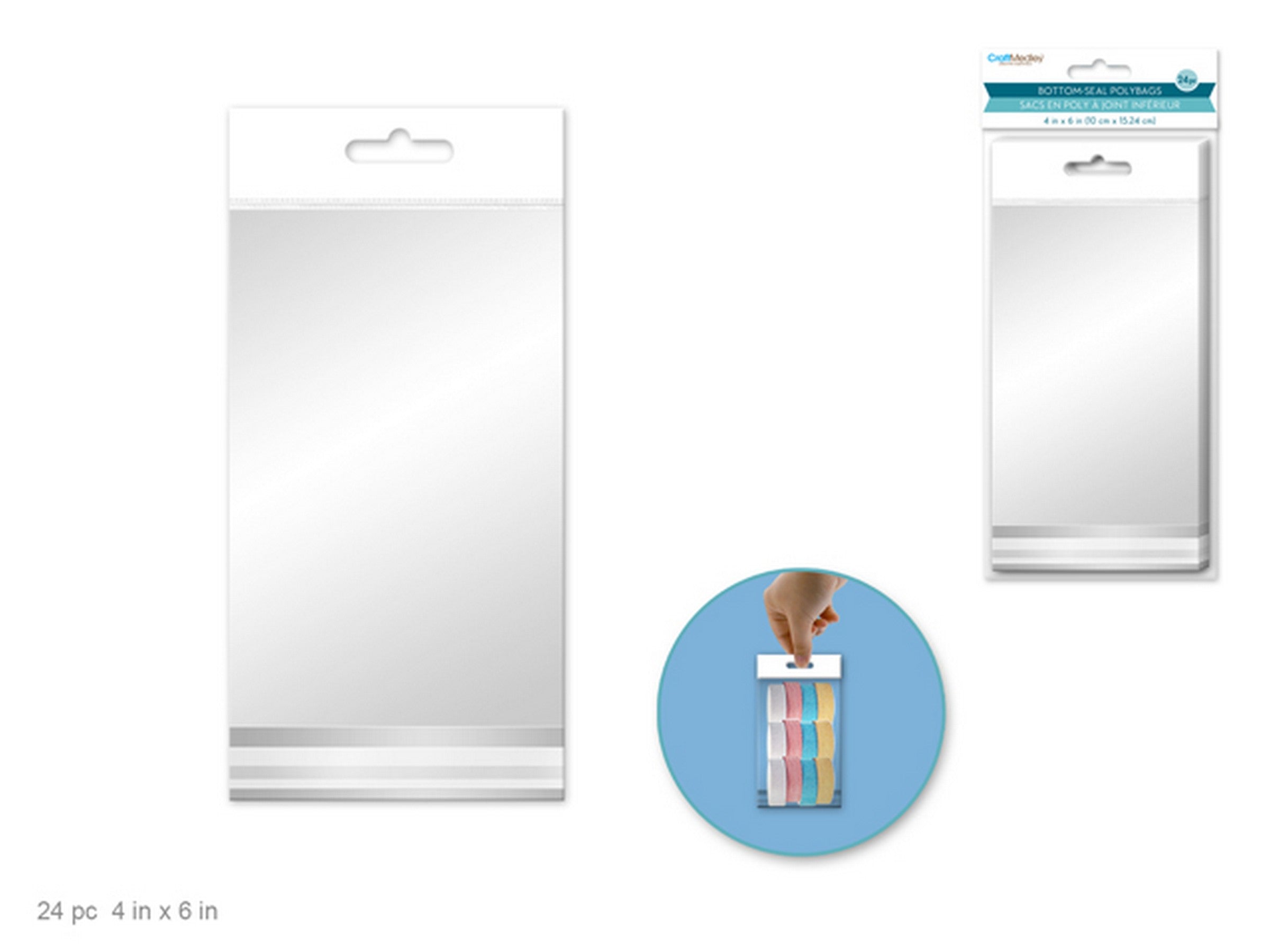 Craft Medley 24 Bottom-Seal Clear Poly Bags 4x6in