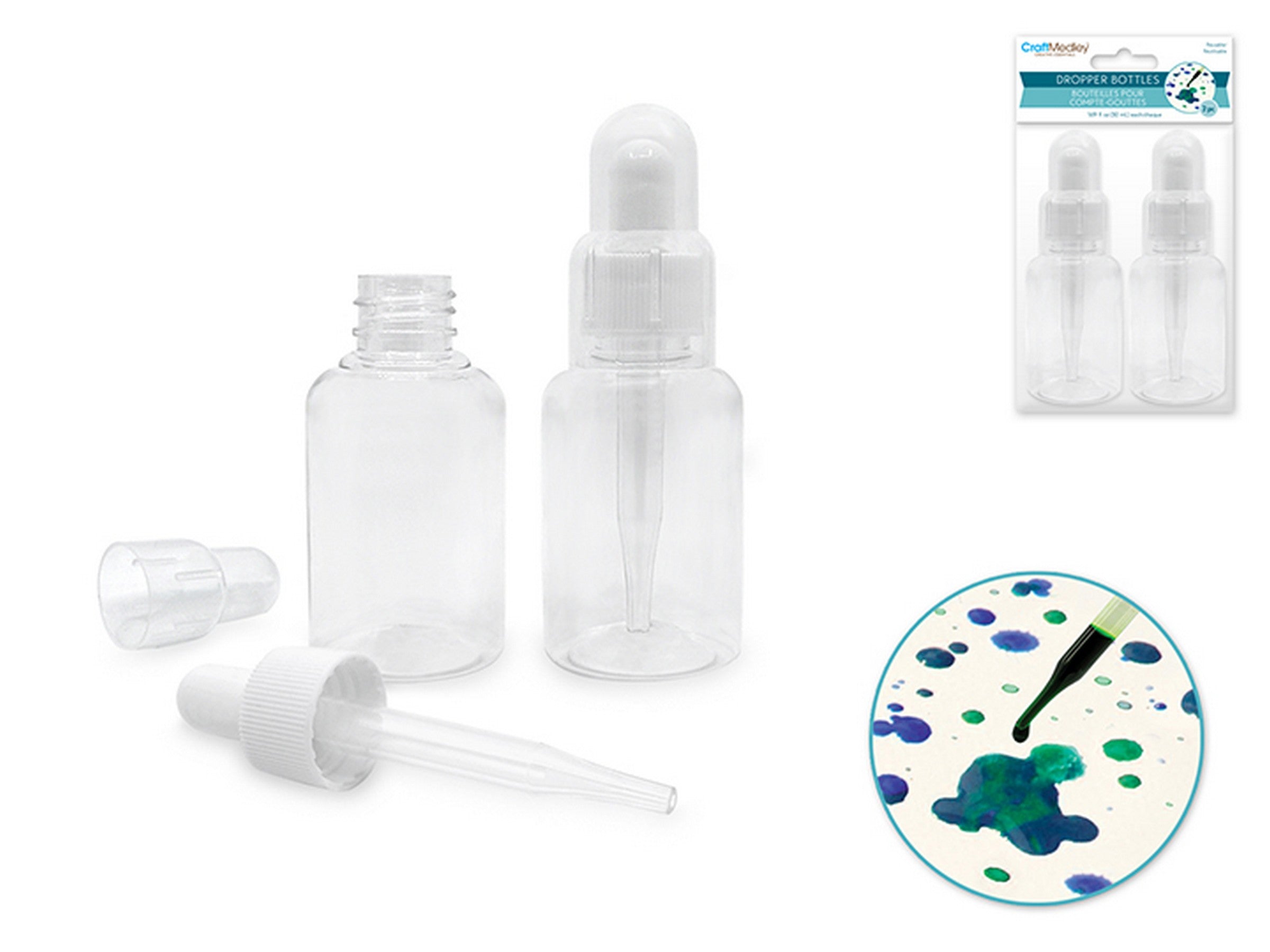 Craft Medley 2 Plastic Dropper Bottles with Screw-top 1.7oz (50ml)