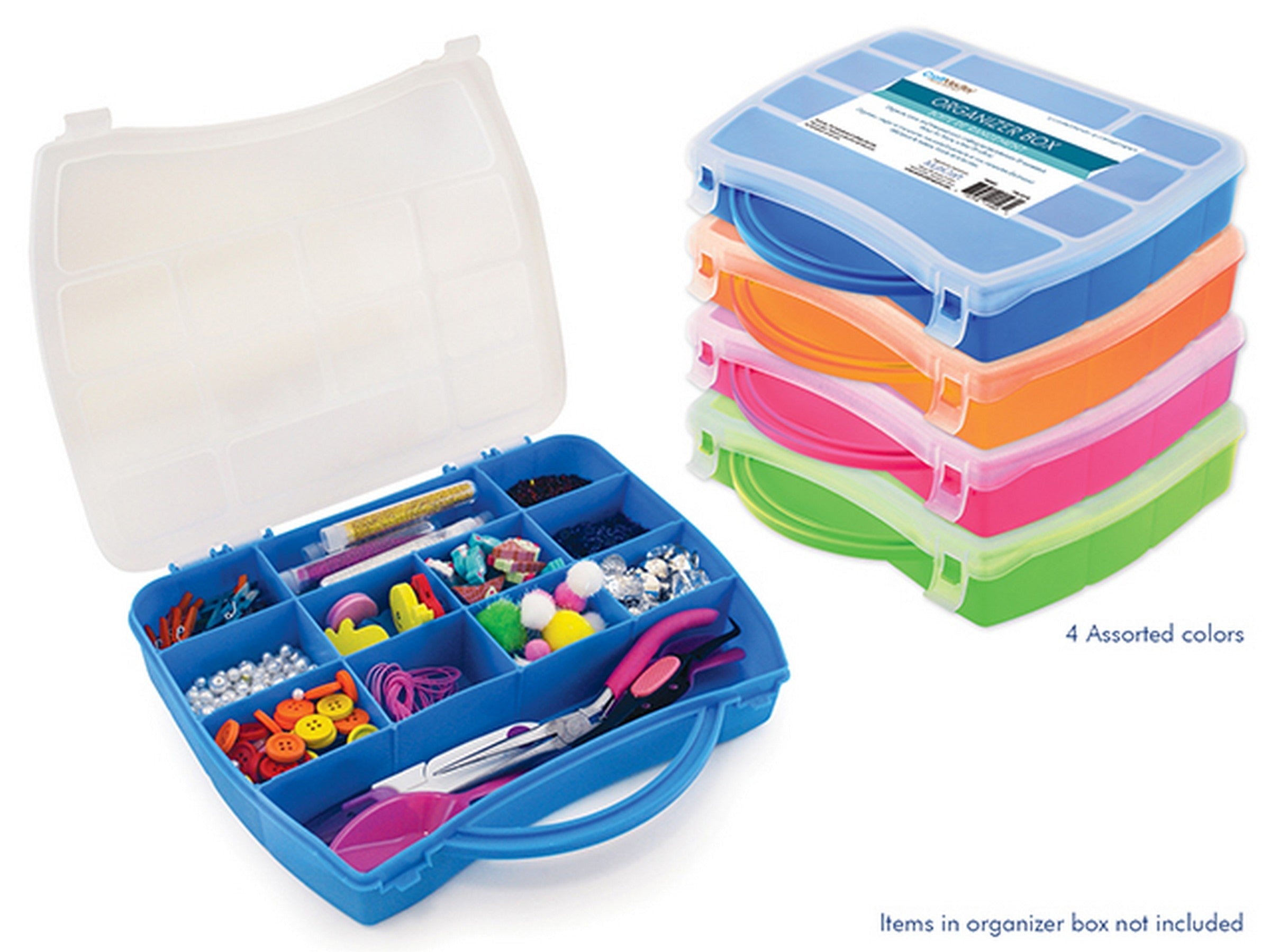 Craft Medley Colored Plastic Organizer Box with Handle 9.75x7.5in VRT