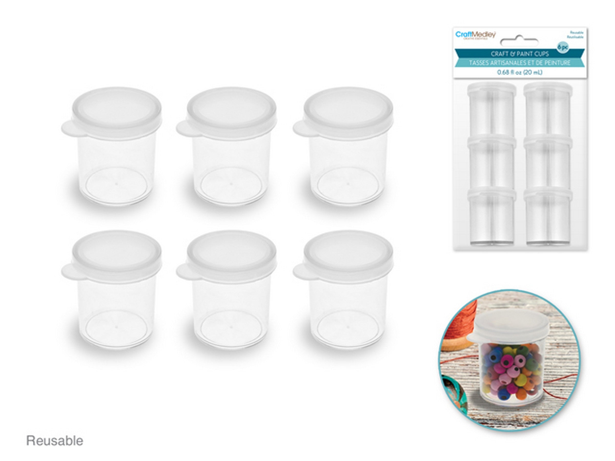Craft Medley 6 Plastic Craft and Paint Cups 0.68oz