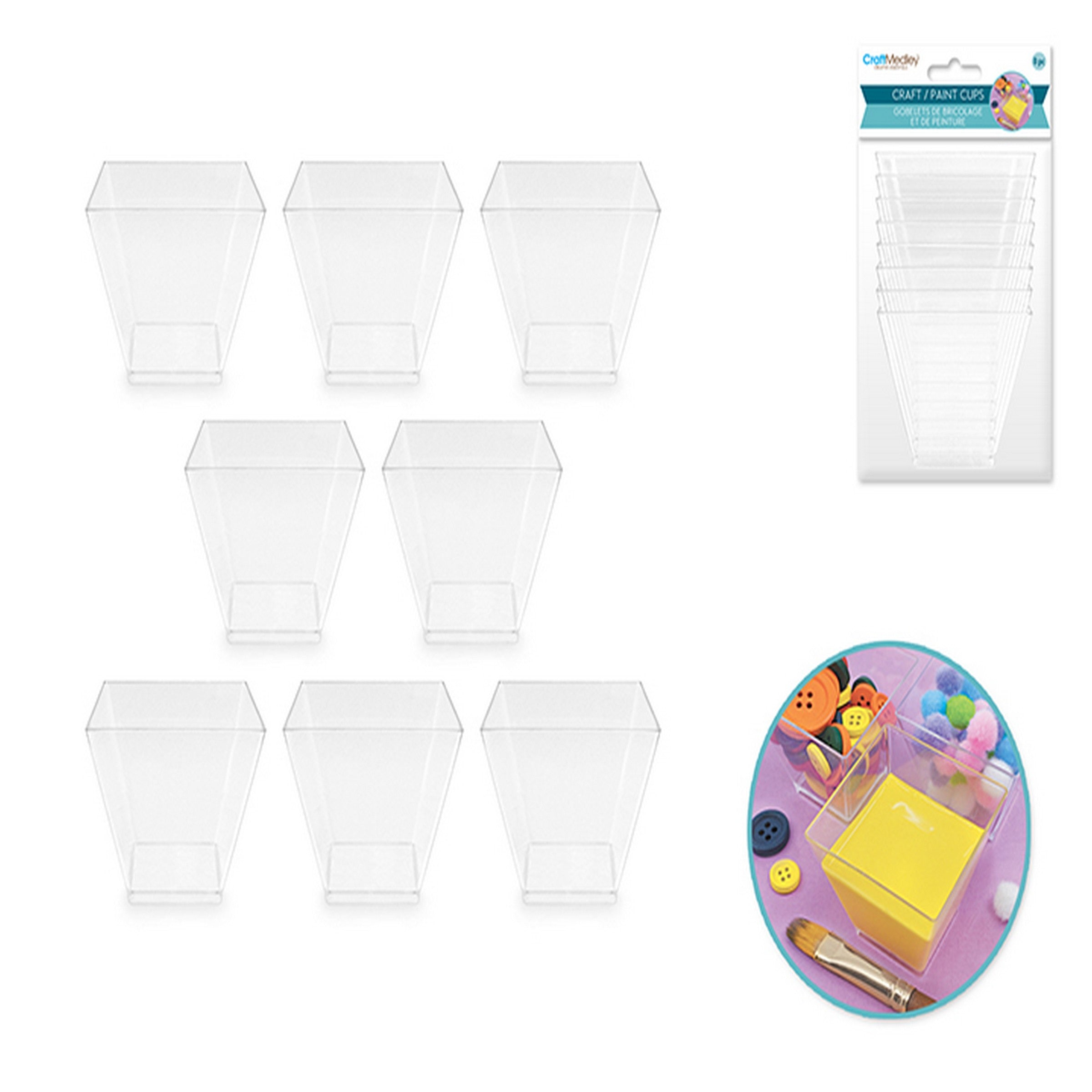 Craft Medley 8 Craft/Paint Plastic Cups 1.7x2.1in
