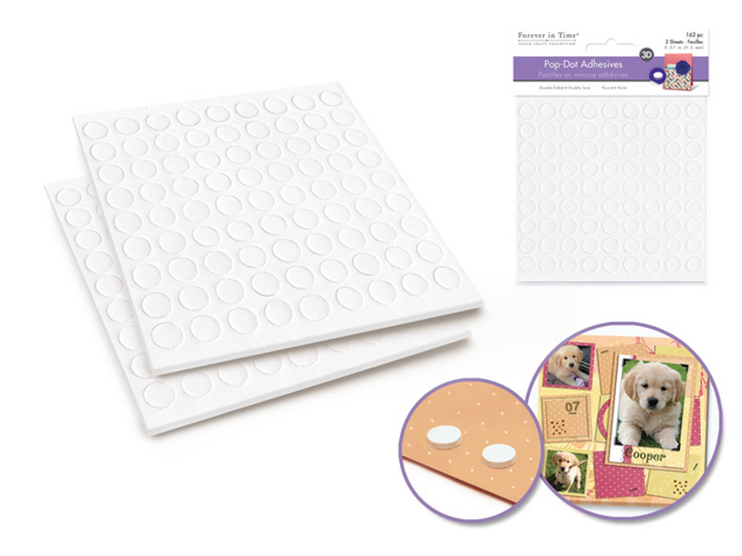 Forever in Time 162pcs 3D Round Pop-Dot Double-Sided Adhesives 0.37in