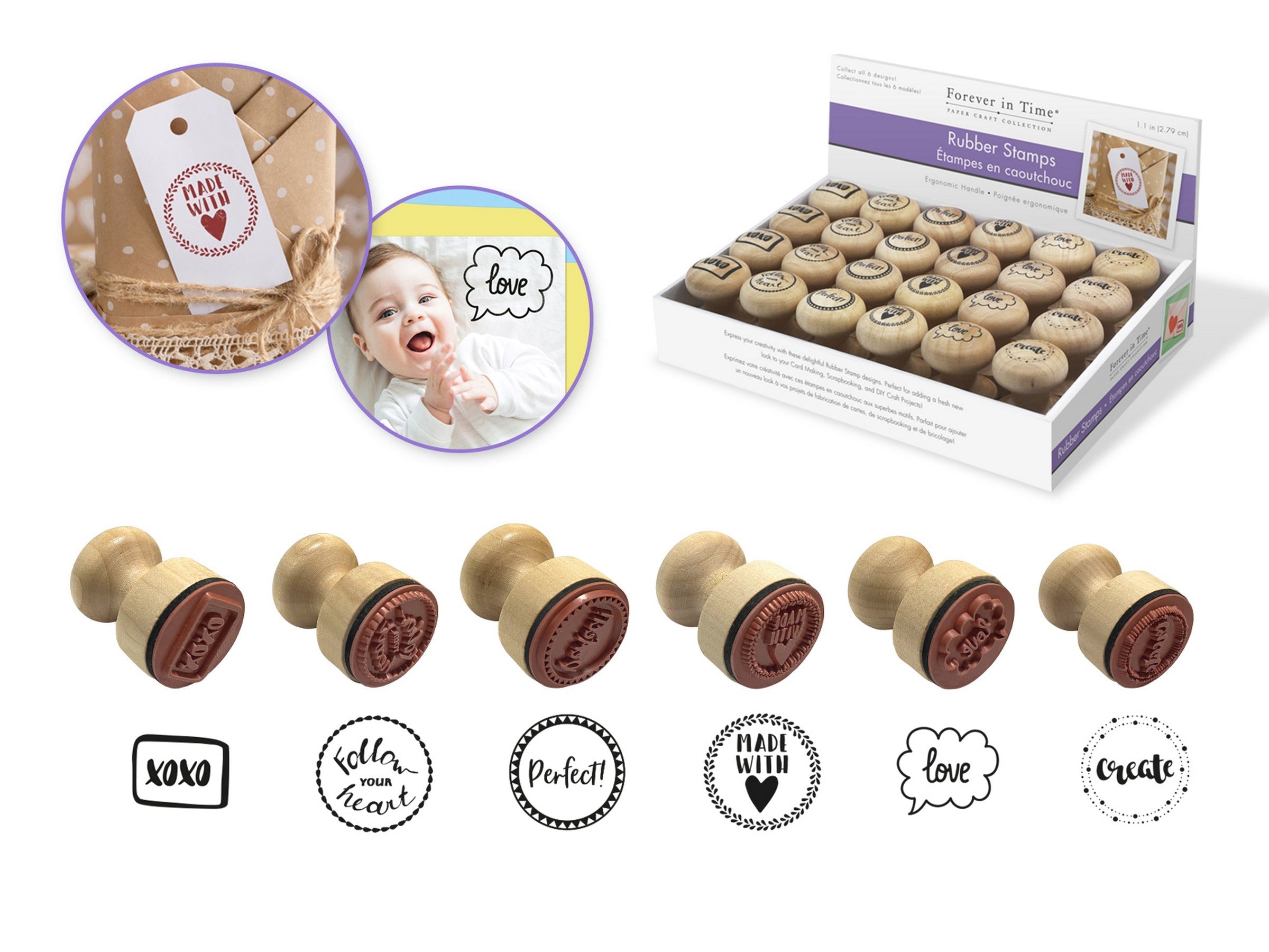 Forever in Time Wooden Rubber Stamp - Ergonomic Handle 1.1in VRT