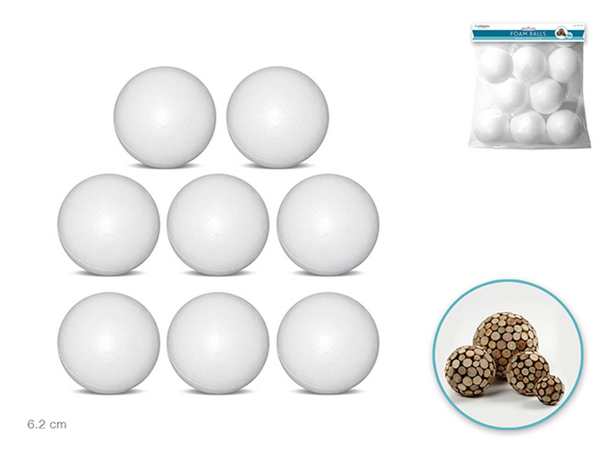 Craft Medley 8 White Foam Balls 2.4in